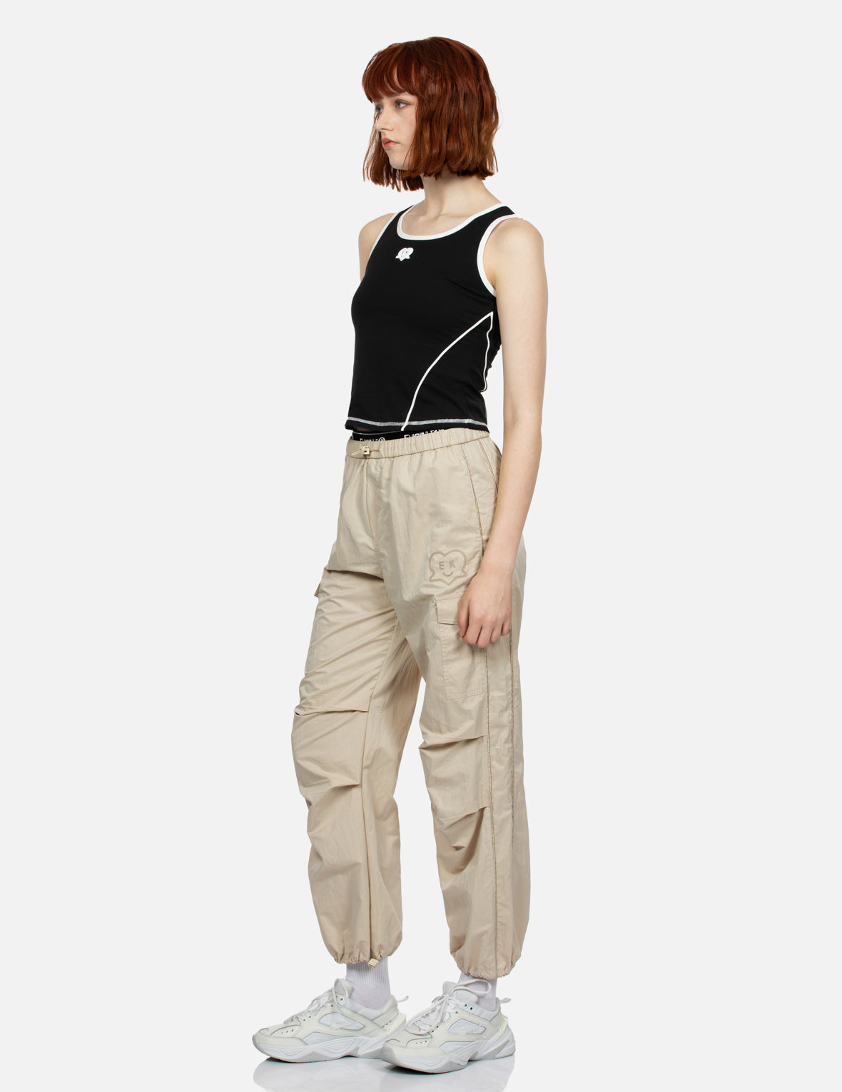 Logo and Seagull Embroidery Relax Fit Parachute Pants