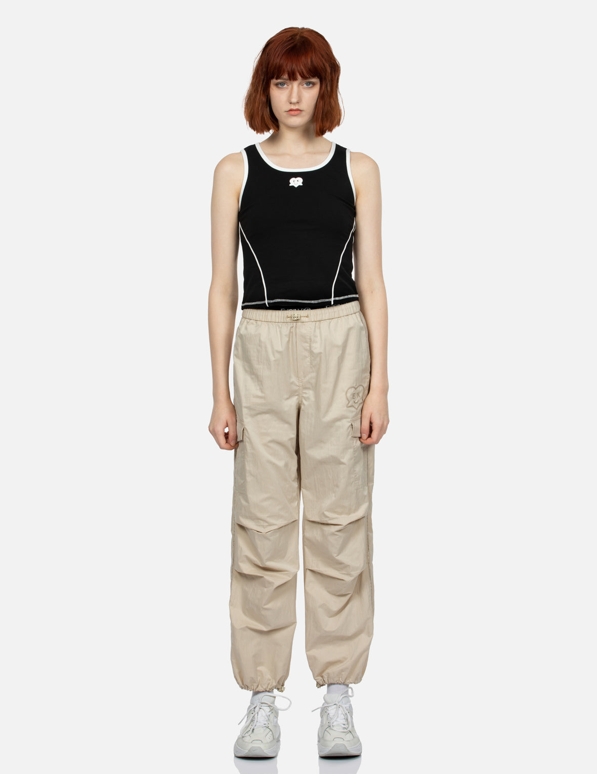 Logo and Seagull Embroidery Relax Fit Parachute Pants