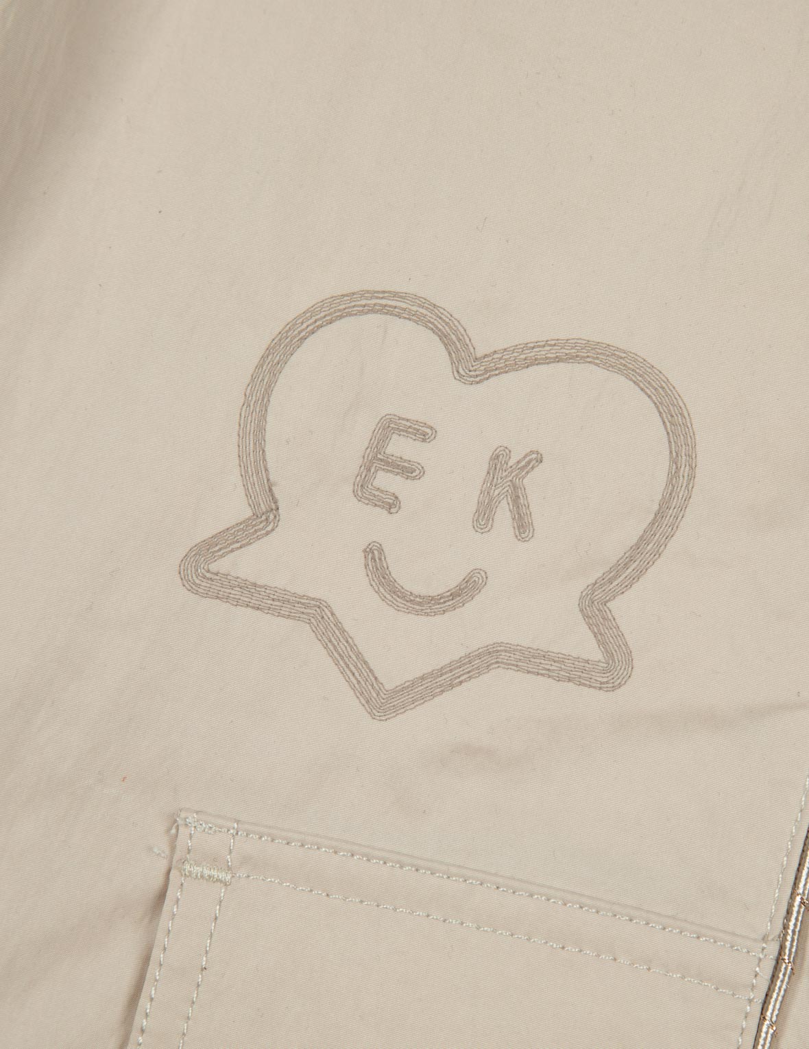Logo and Seagull Embroidery Relax Fit Parachute Pants