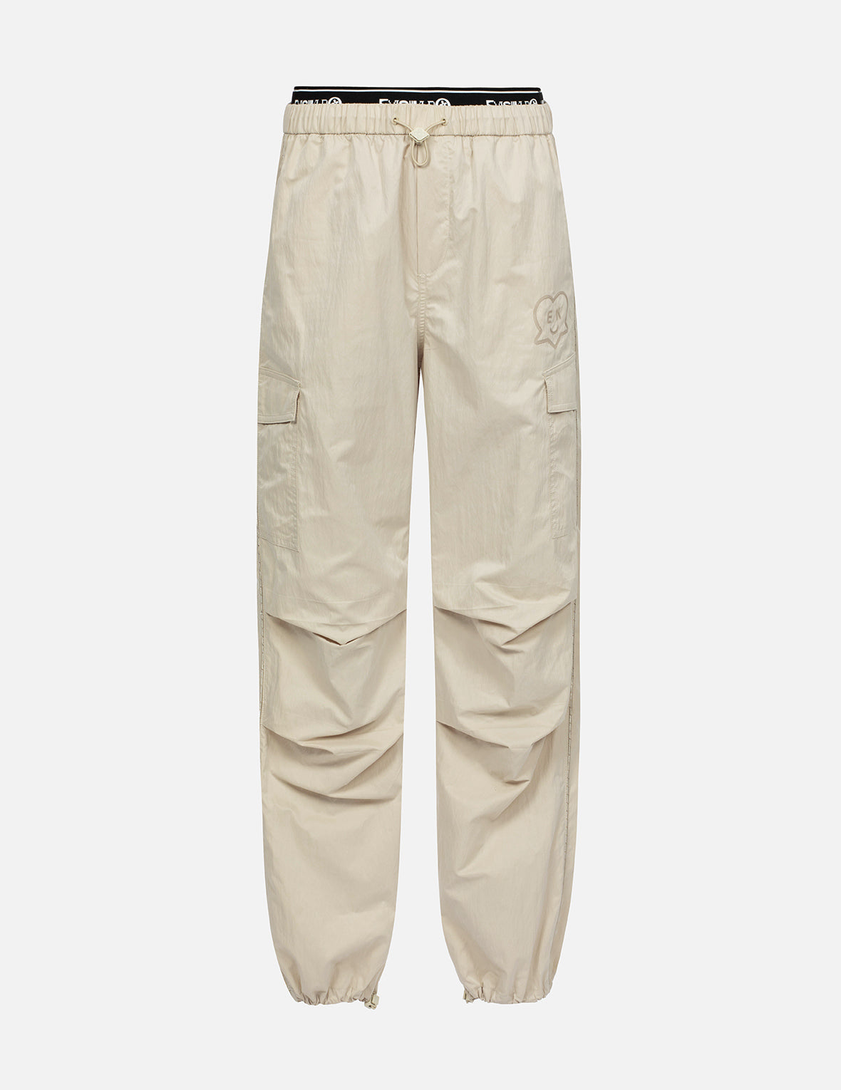Logo and Seagull Embroidery Relax Fit Parachute Pants
