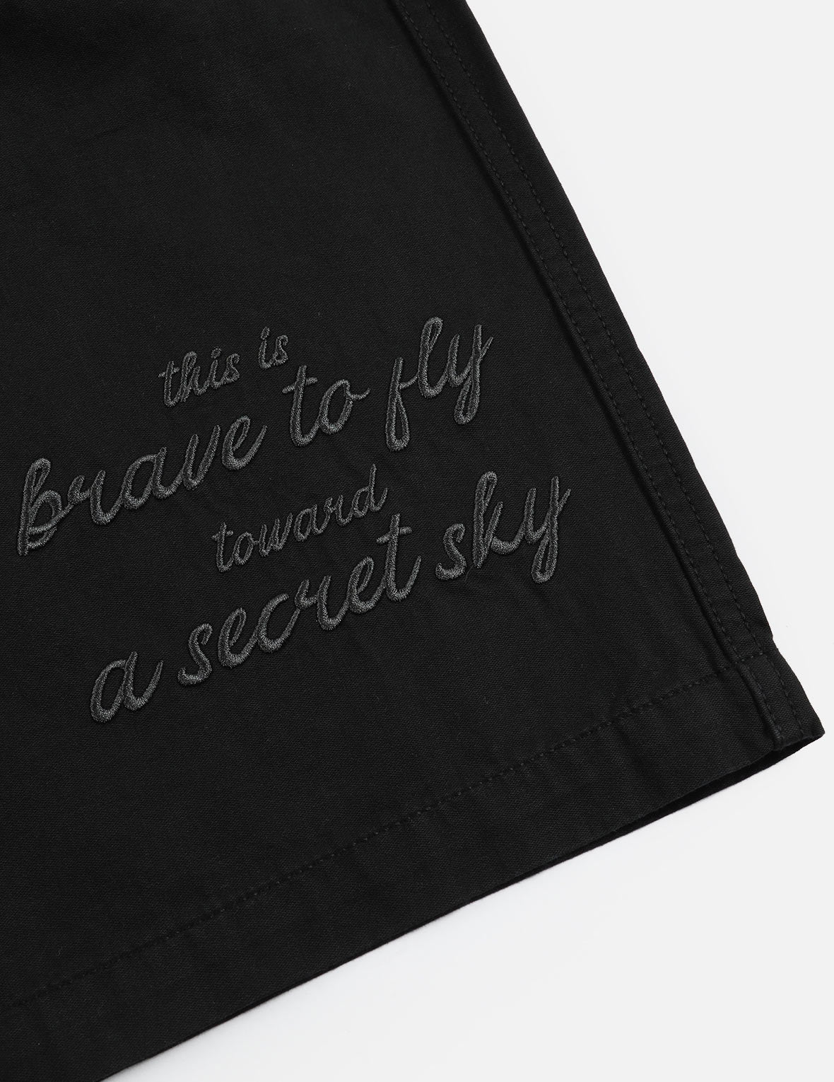 Slogan and Kamon Embroidery Cargo Shorts