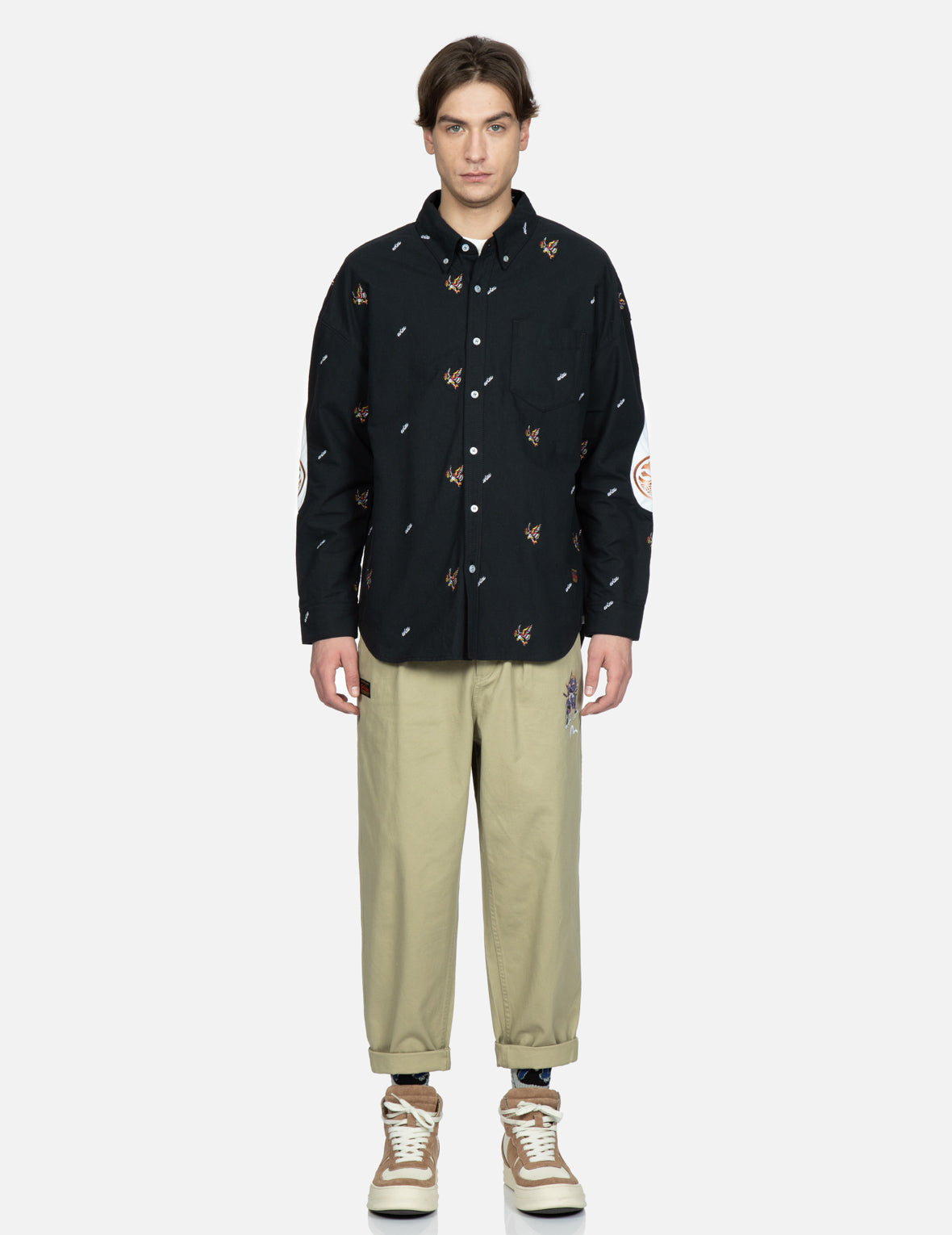 Allover Eagle and Logo Embroidery Shirt
