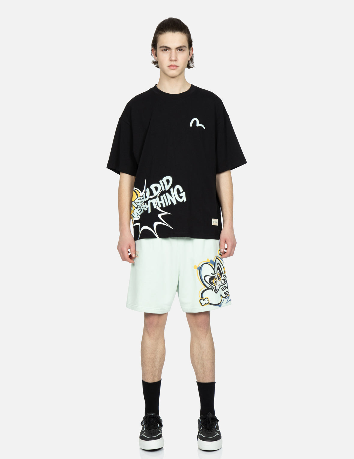 Transforming Daruma Print Sweat Shorts