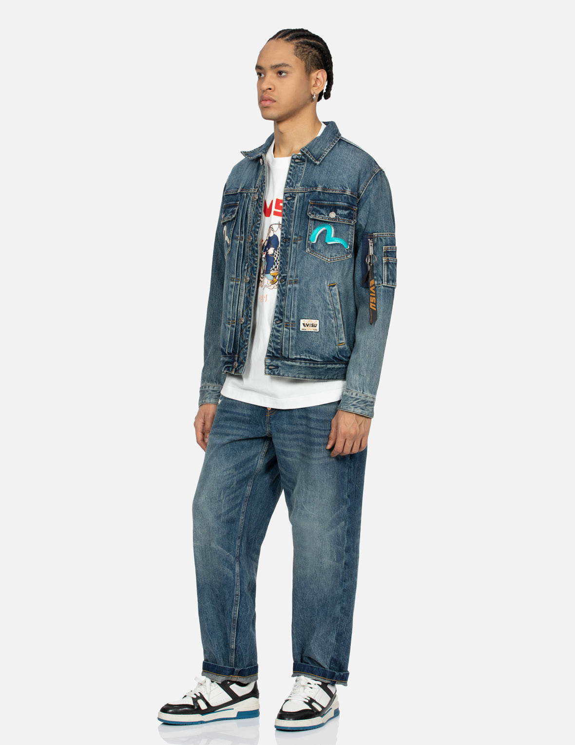 Seagull Embroidery
Godhead Print Relax Fit Denim Jacket