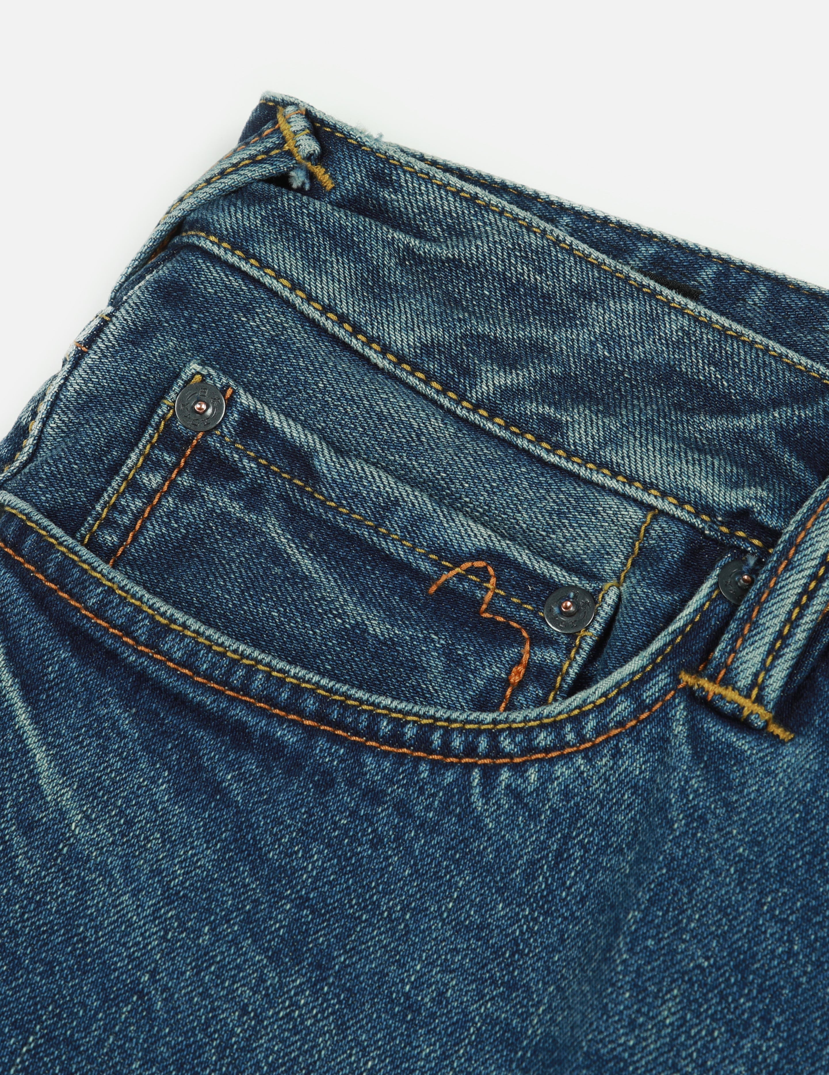 Allover Godhead Print and Seagull Embroidery Relax Fit Denim Shorts