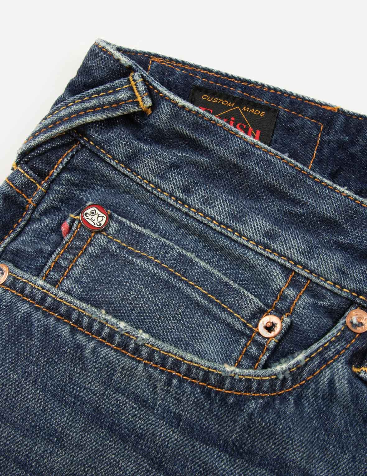 Hanafuda Daruma Daicock Embroidery Taper Fit Denim Jeans #2017
