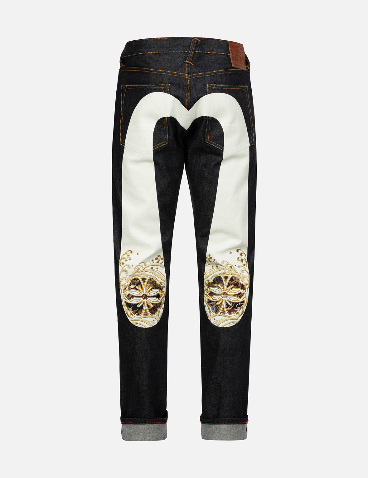 Kamon Brocade Applique Daicock Taper-Fit Jeans #2017