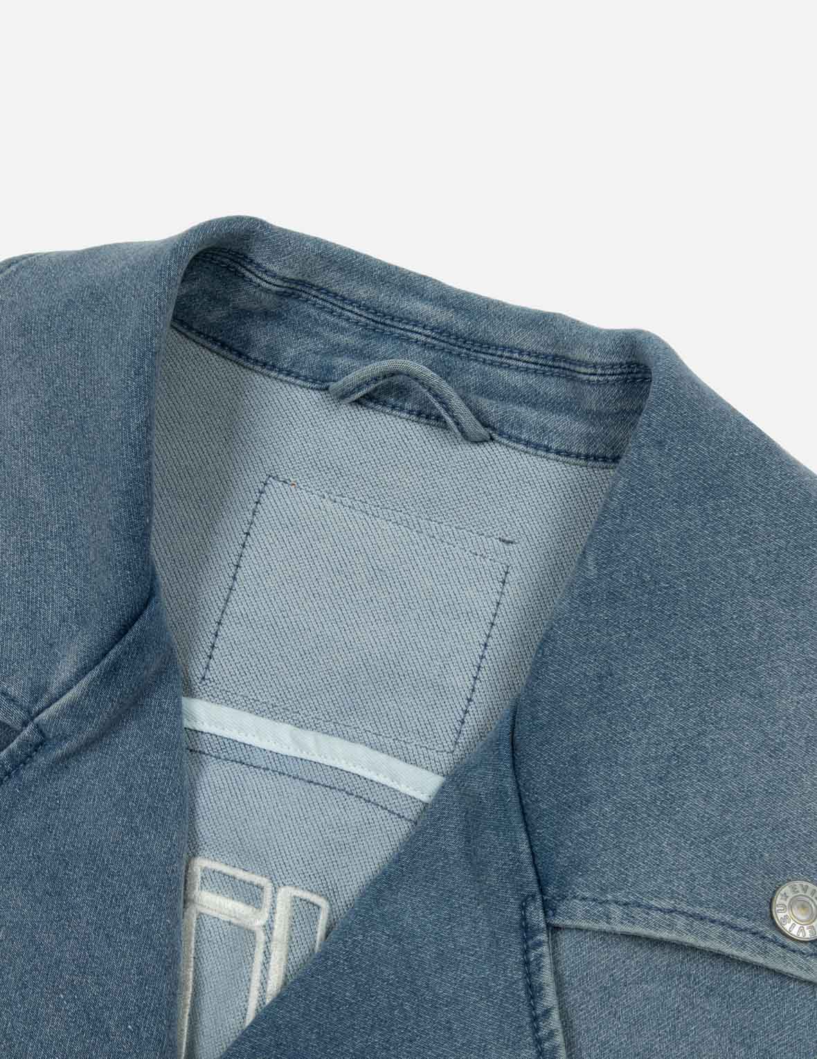 Logo Appliqué Fashion Fit Denim Biker Jacket