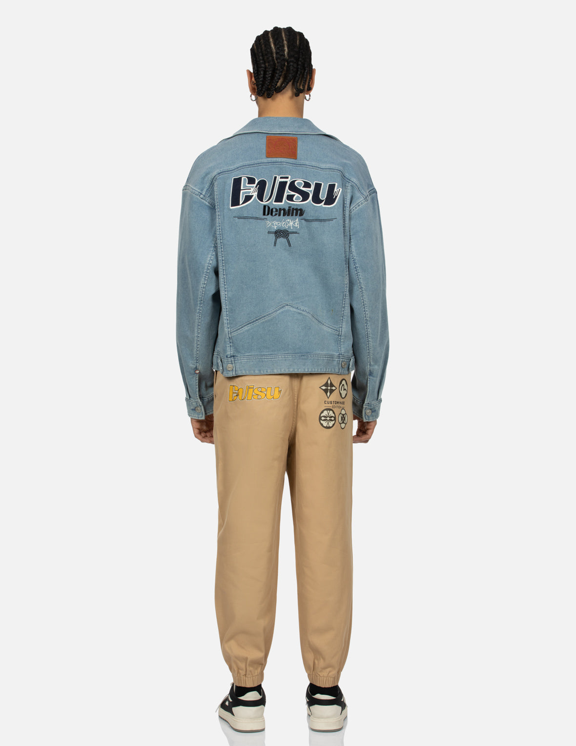 Logo Appliqué Fashion Fit Denim Biker Jacket