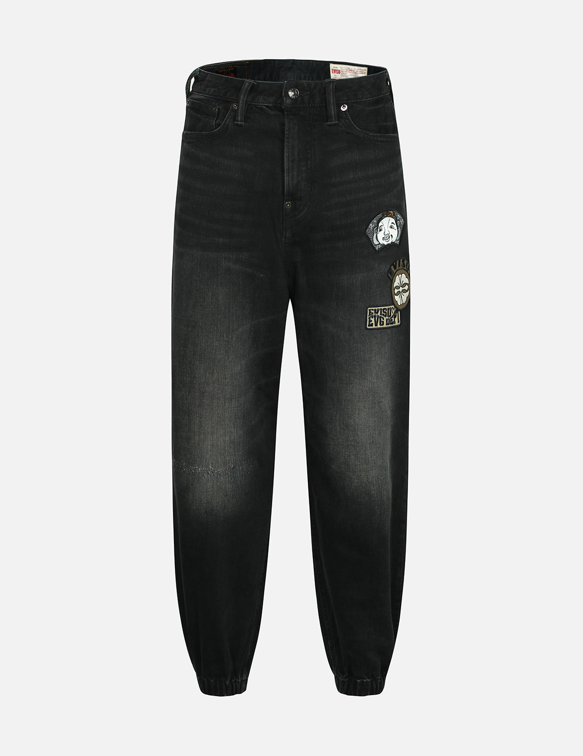 Multi Badges and Seagull Print Loose Fit Denim Joggers