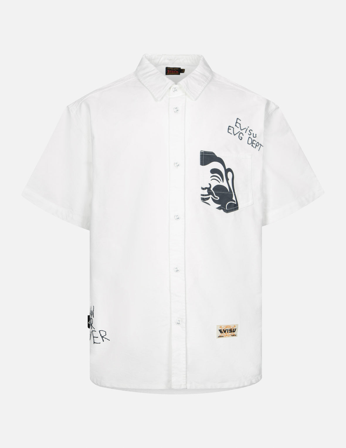 Godhead Print and Patchwork Seagull Loose Fit Shirt