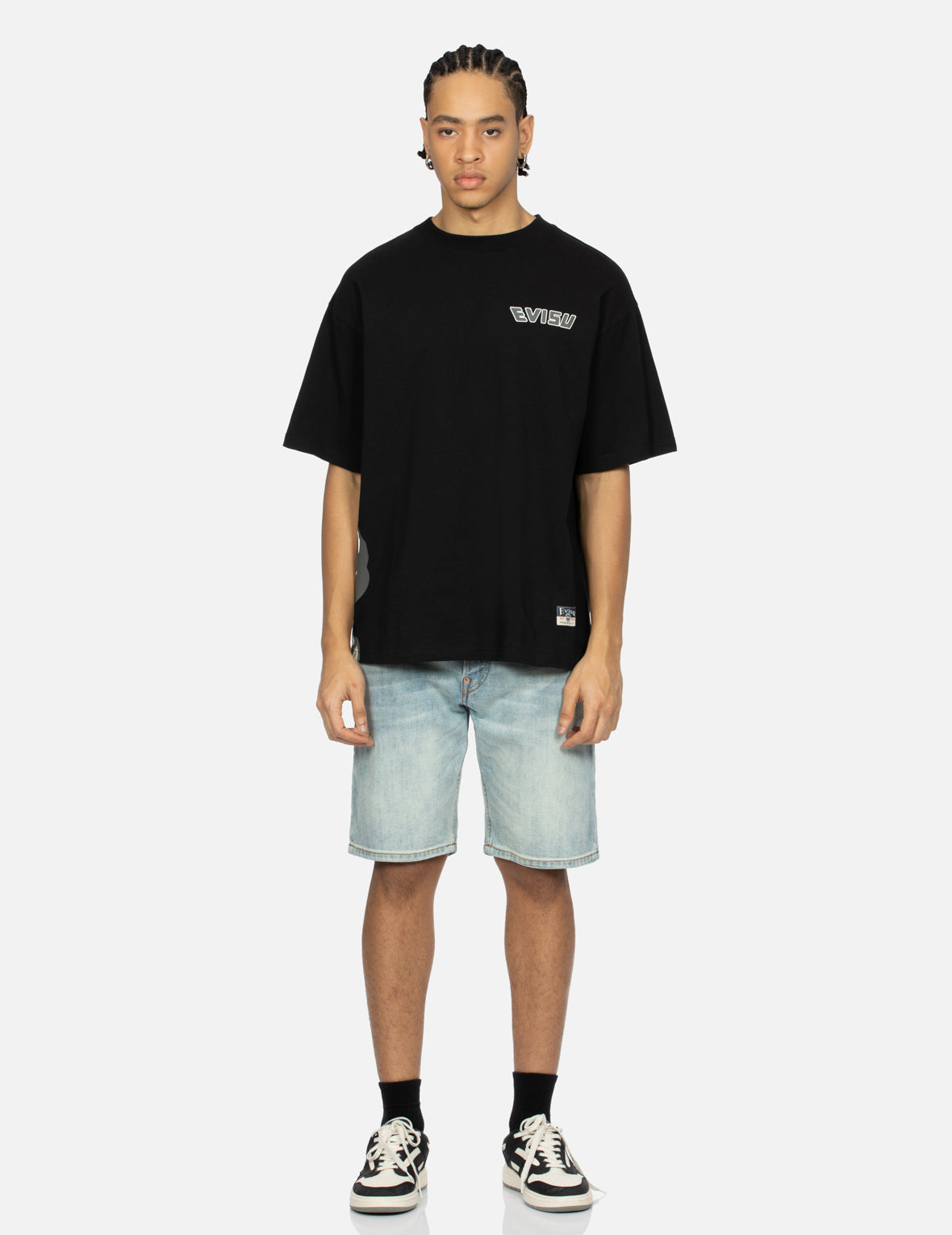 Godhead Print and Seagull Embroidery Loose Fit T-shirt