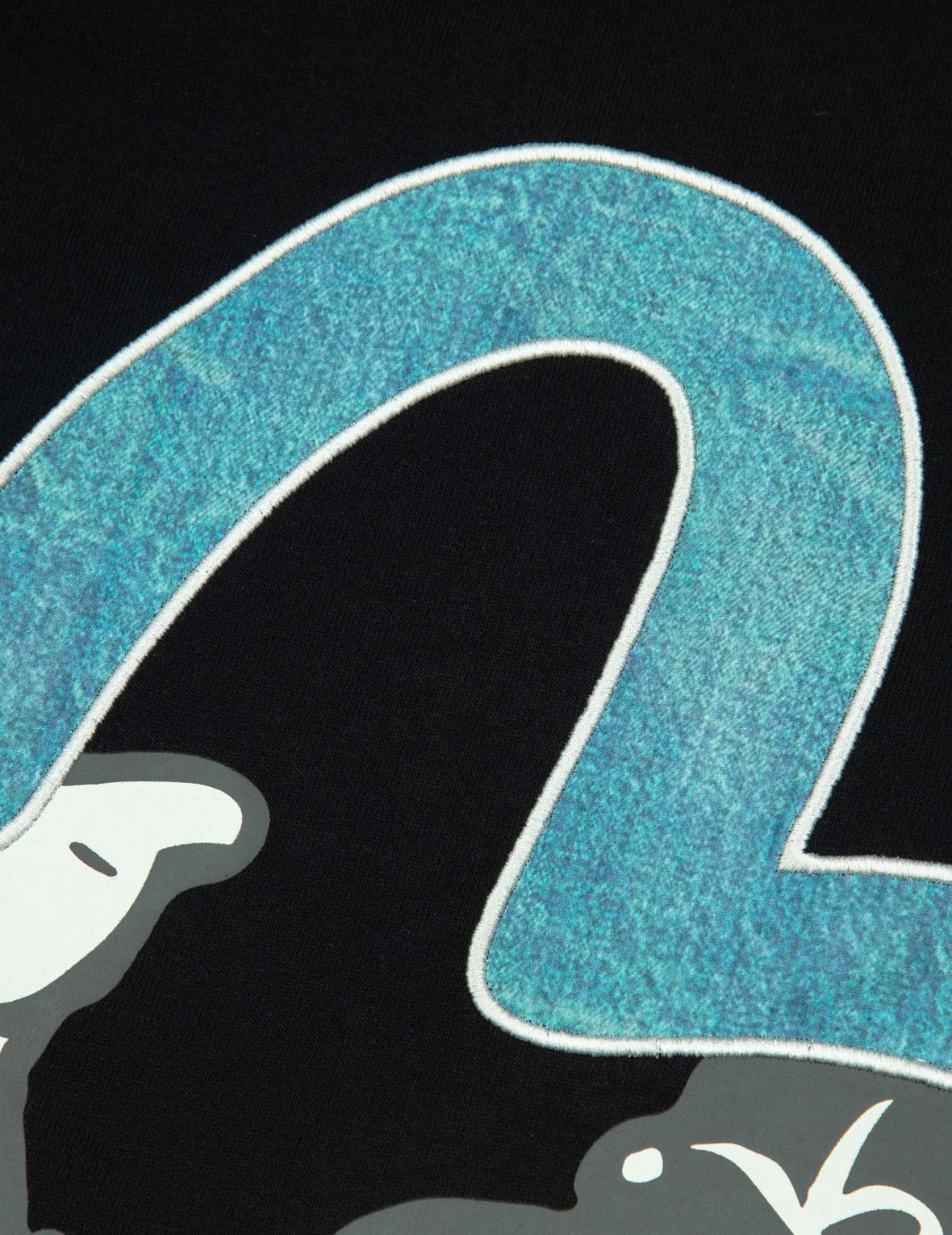 Godhead Print and Seagull Embroidery Loose Fit T-shirt