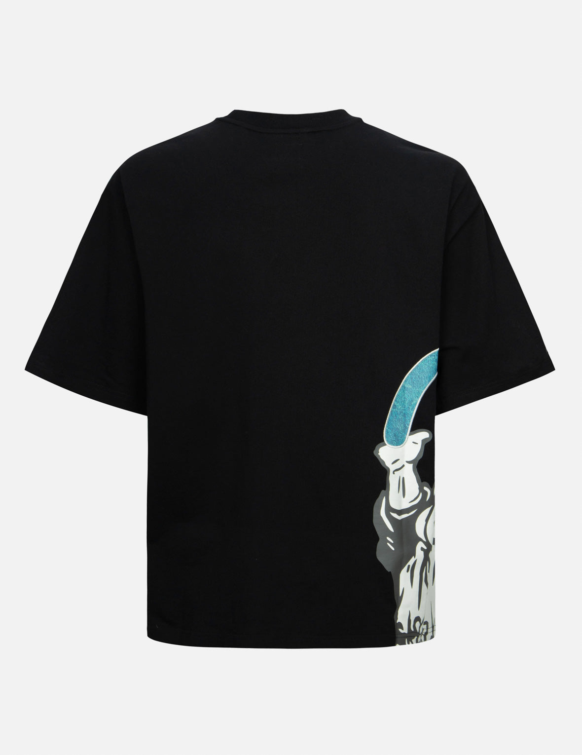 Godhead Print and Seagull Embroidery Loose Fit T-shirt