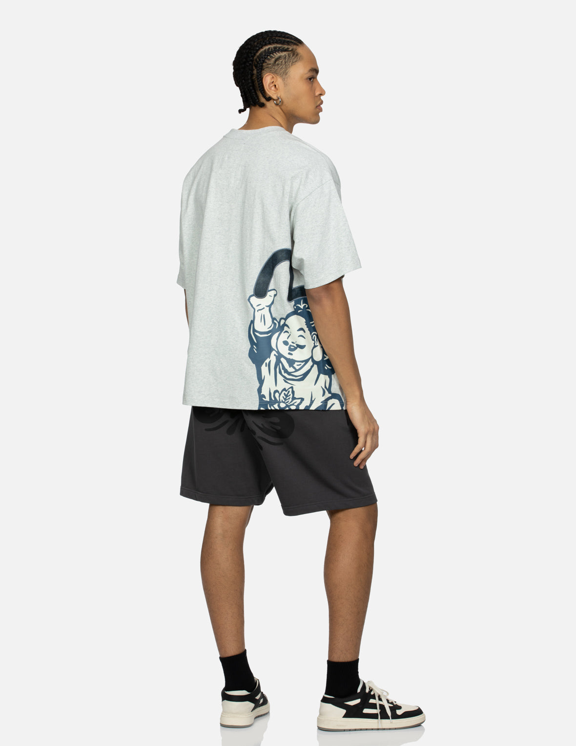 Godhead Print and Seagull Embroidery Loose Fit T-shirt