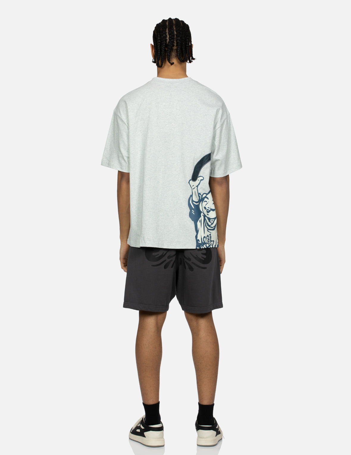 Godhead Print and Seagull Embroidery Loose Fit T-shirt