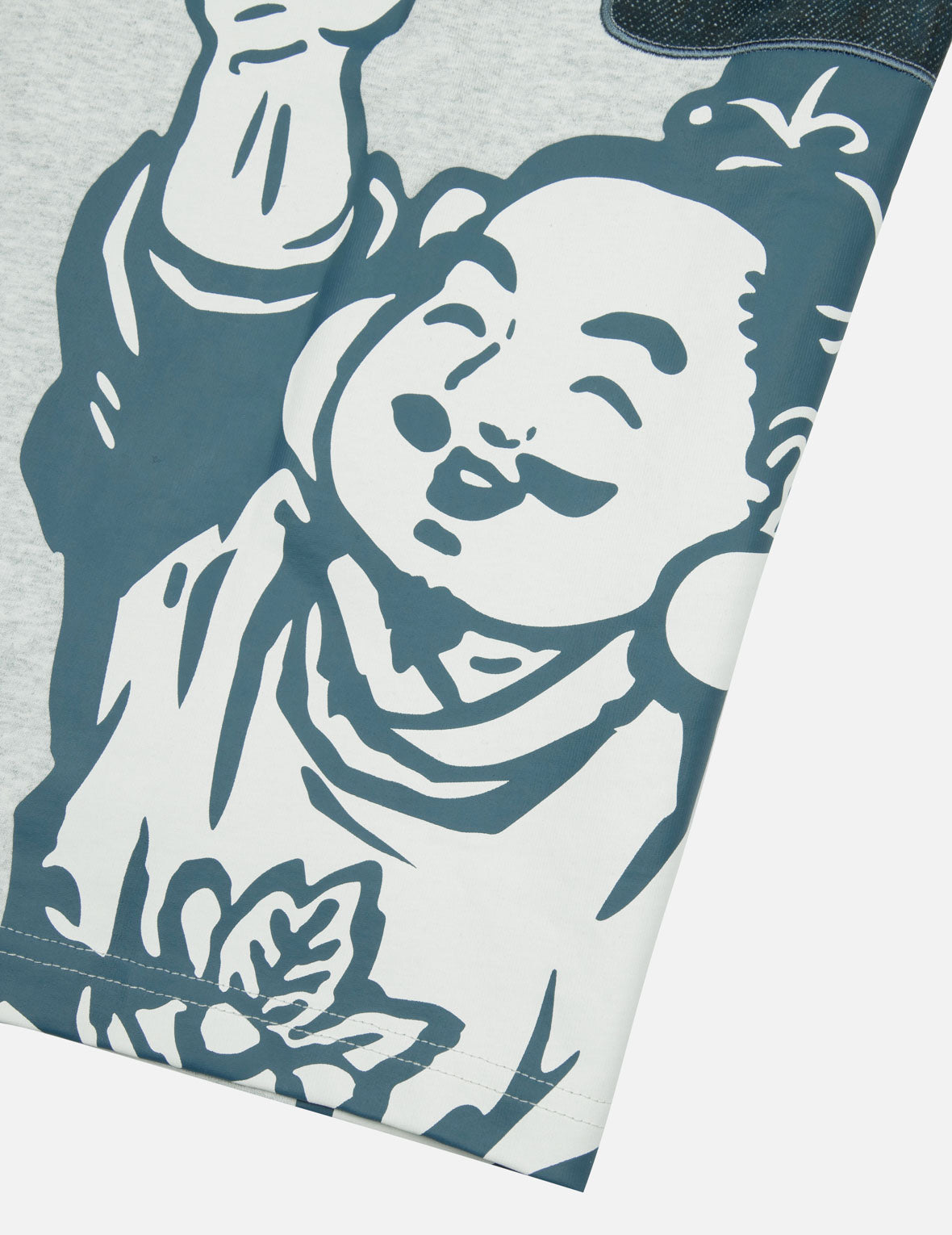 Godhead Print and Seagull Embroidery Loose Fit T-shirt