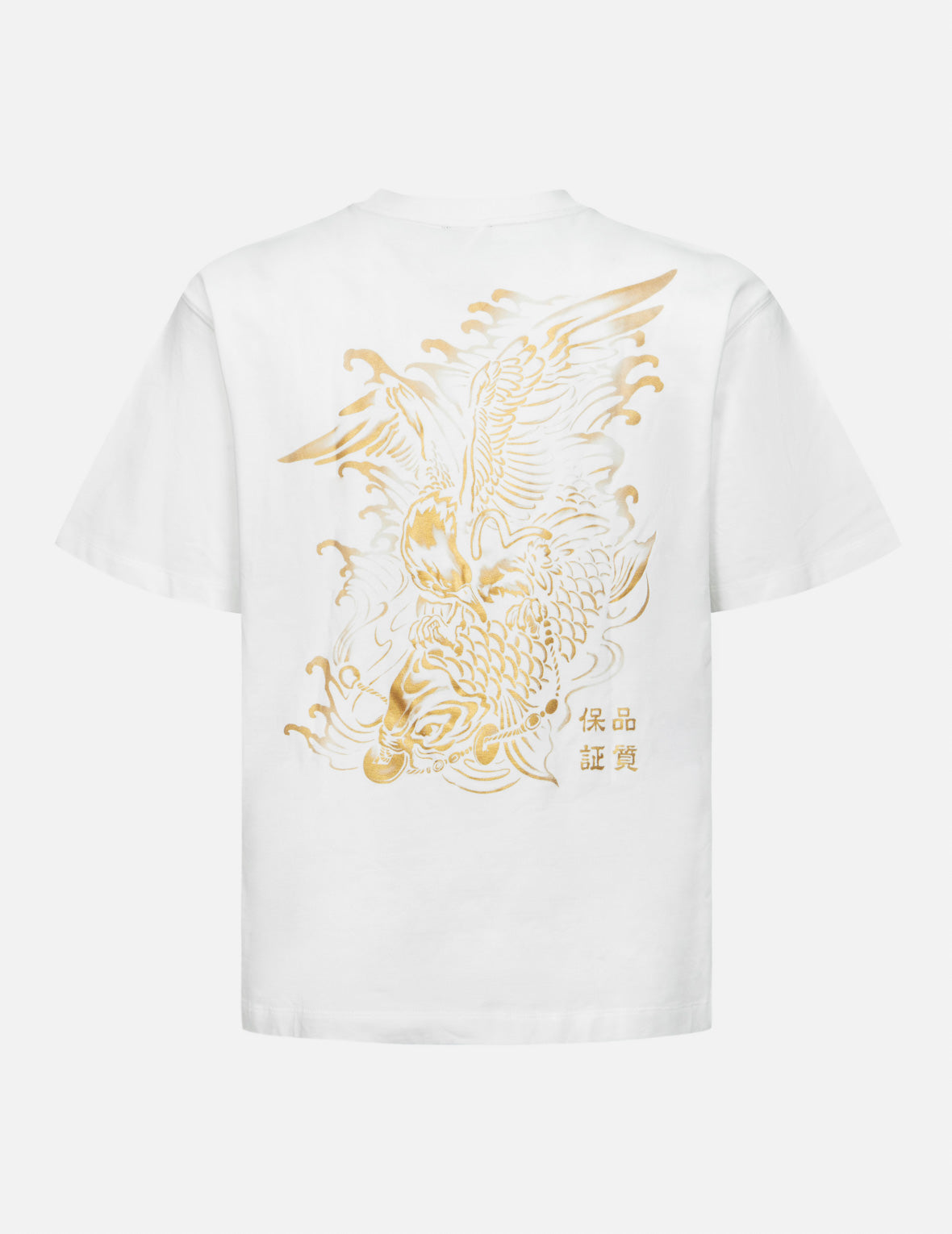 Logo Embroidery and "Soaring Seagull and Dancing Carp" Print Relax Fit T-shirt