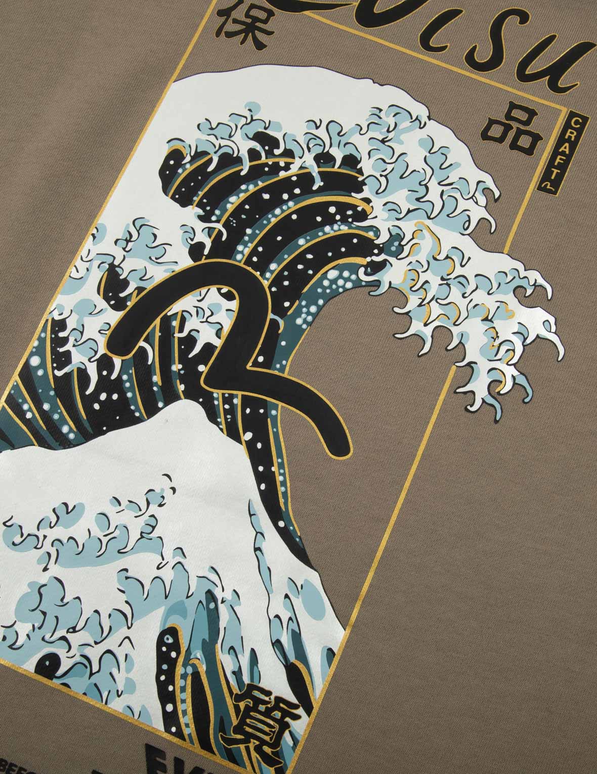 The Great Wave and Seagull Print Relax Fit Short-Sleeve Sweatshirt