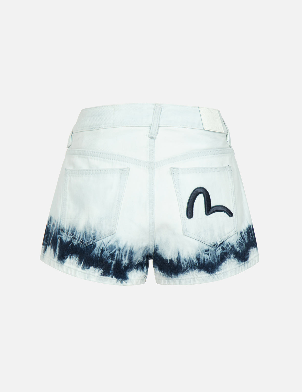 Seagull Embroidery Bleach Tie-dye Denim Shorts