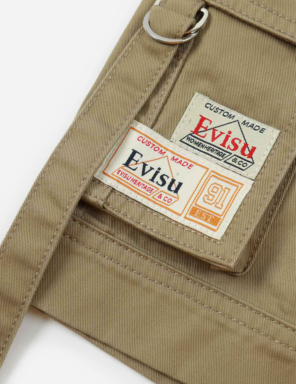 Seagull and Logo Embroidery Cargo Shorts