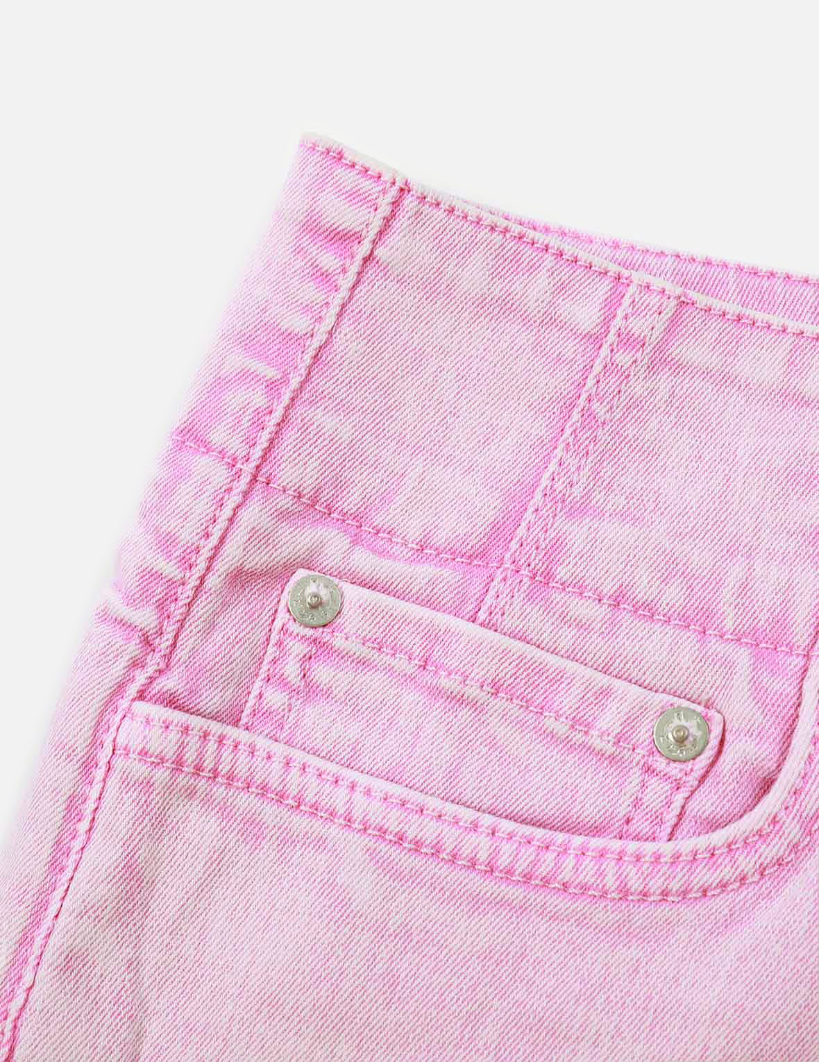 Seagull Embroidery Fuchsia Denim Skirt