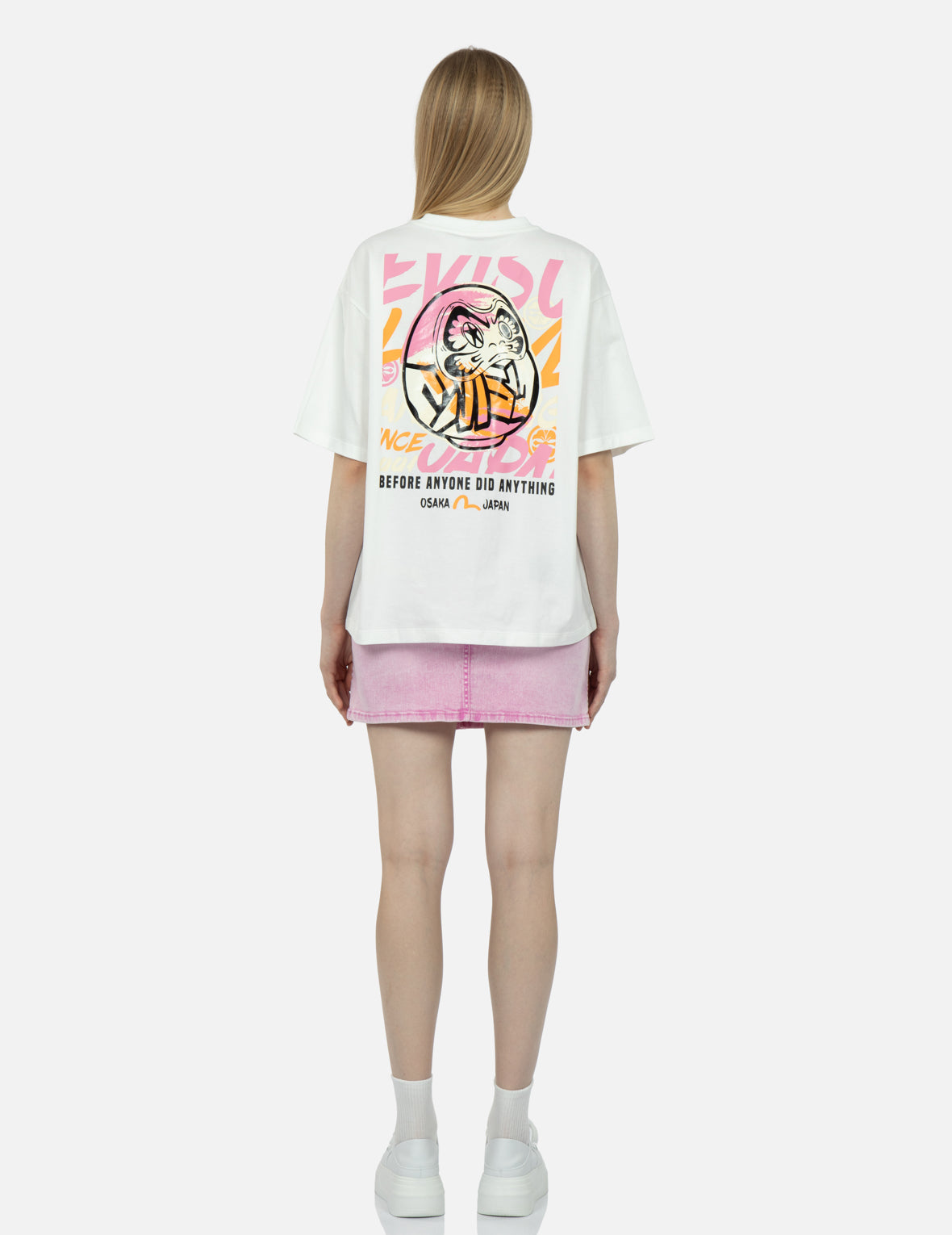 Seagull Embroidery Fuchsia Denim Skirt