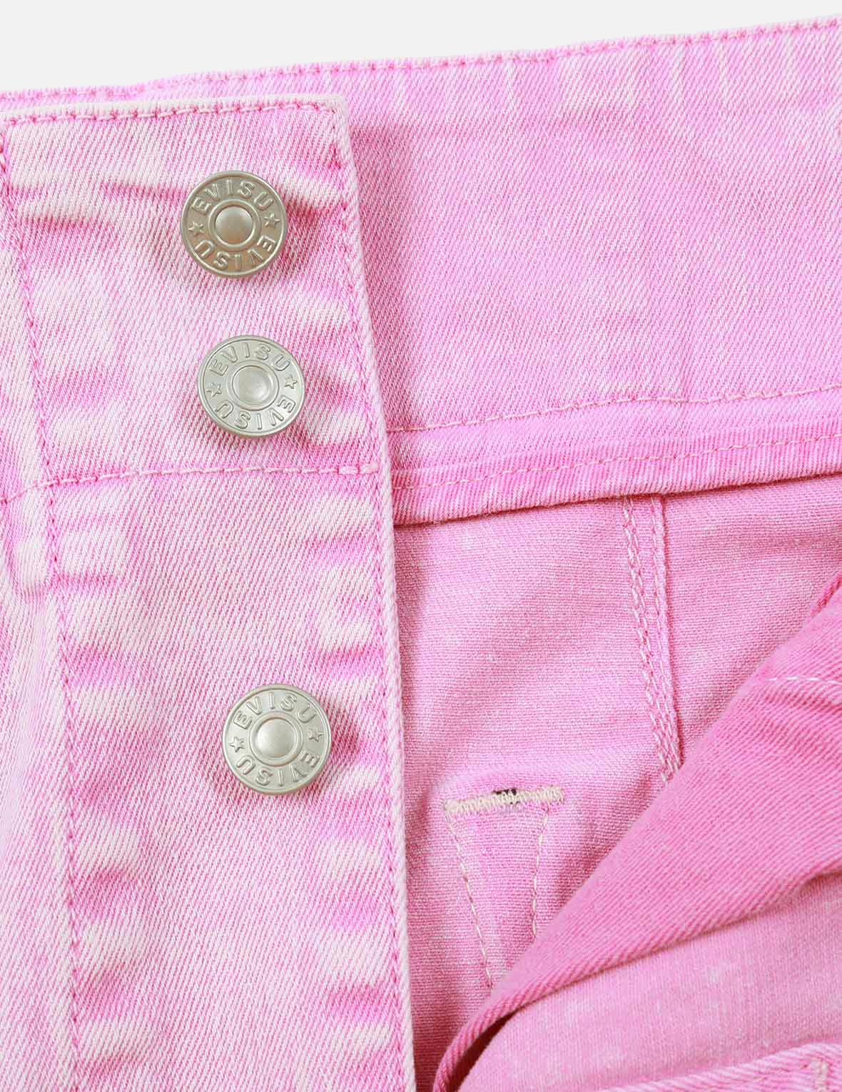 Seagull Embroidery Fuchsia Denim Skirt