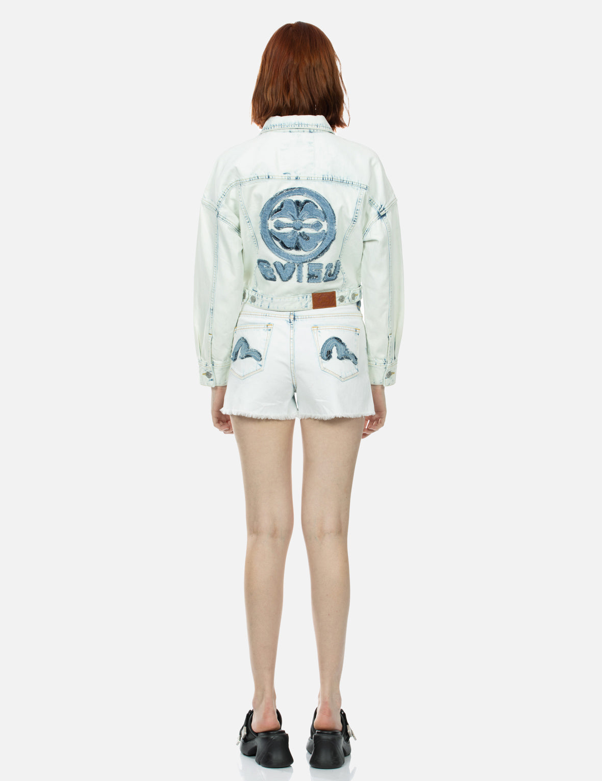 Kamon and Logo Appliqué Fashion Fit Denim Jacket