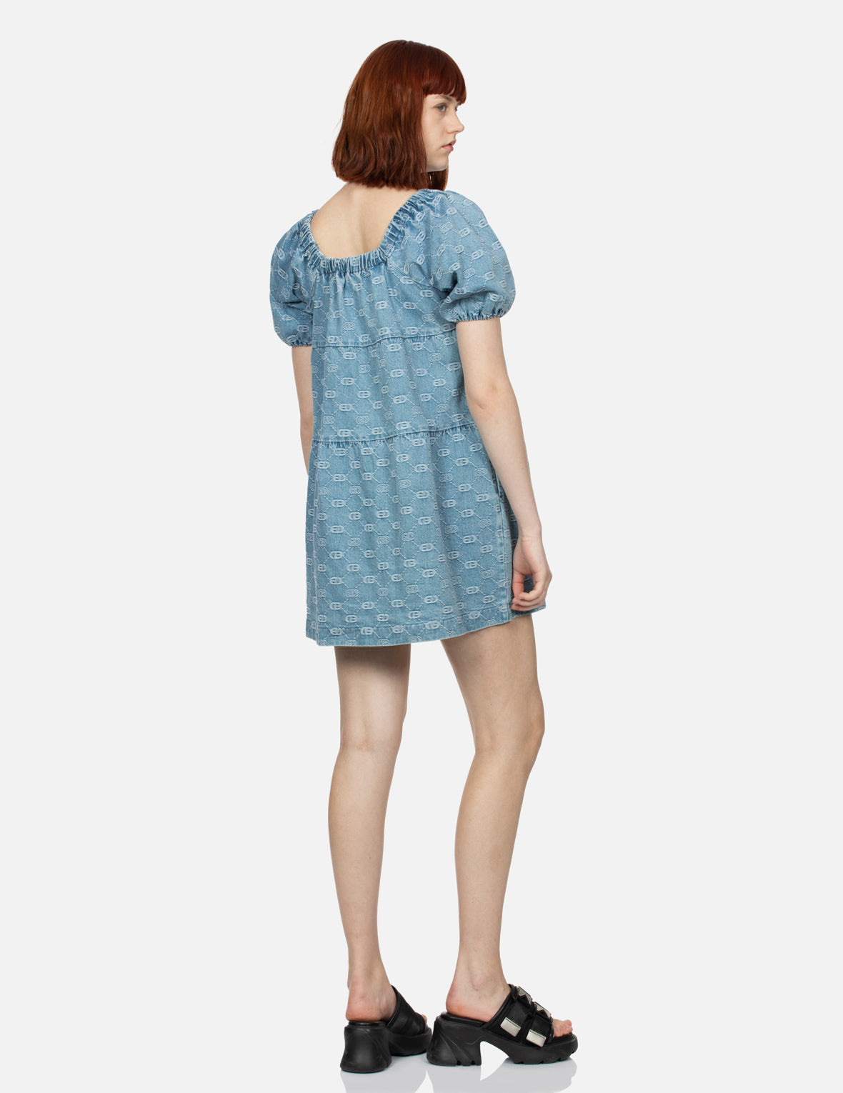 Allover Logo Jacquard Fashion Fit Denim Dress