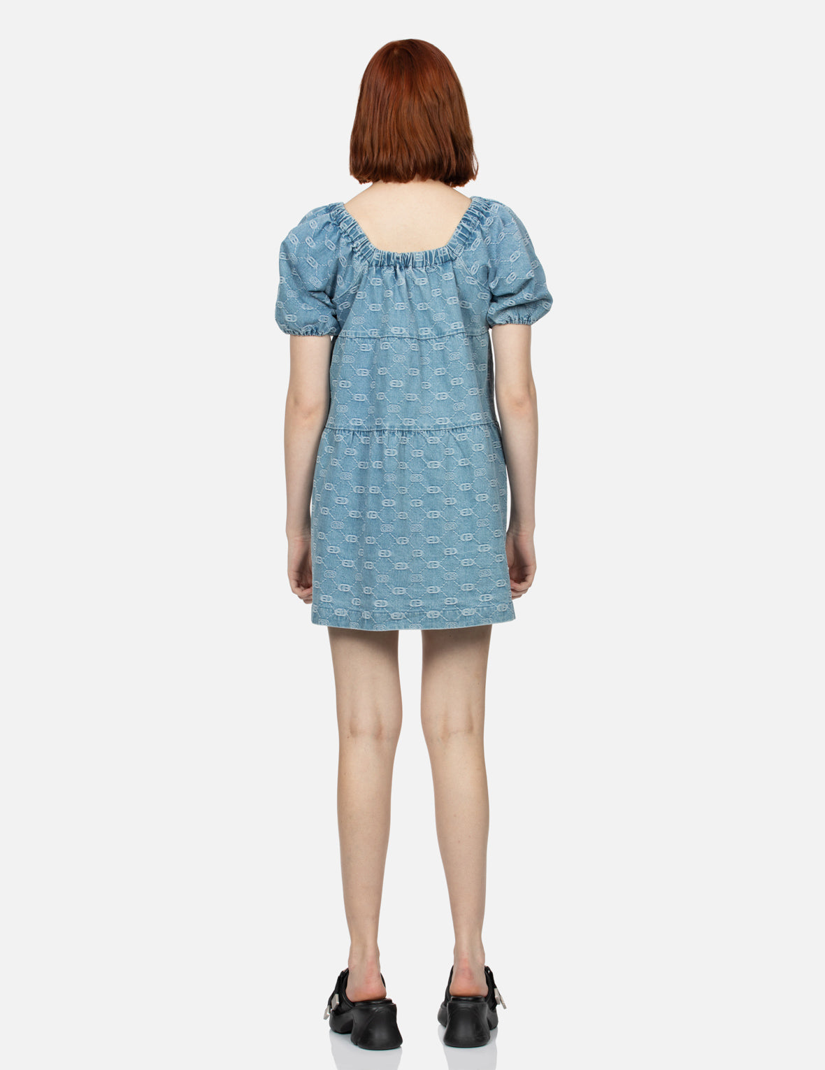Allover Logo Jacquard Fashion Fit Denim Dress