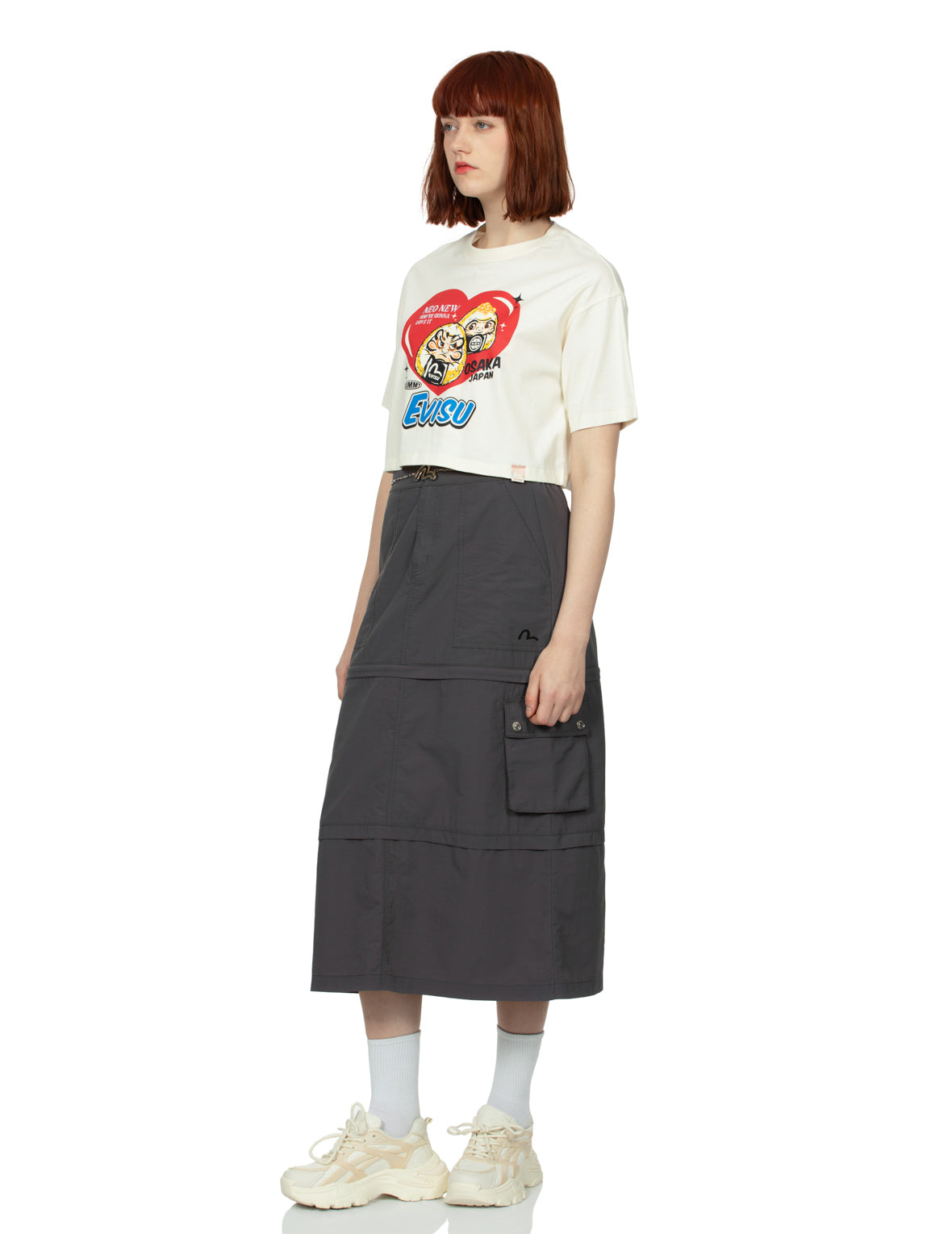 Seagull Print Detachable Fashion Fit Denim Skirt