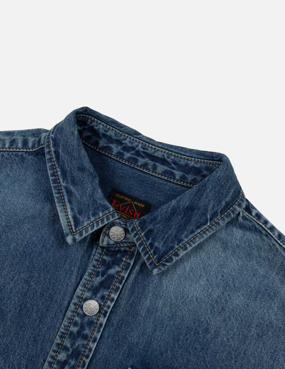 Logo Embossed Pocket and Multi-Print Boyfriend Denim Shirt