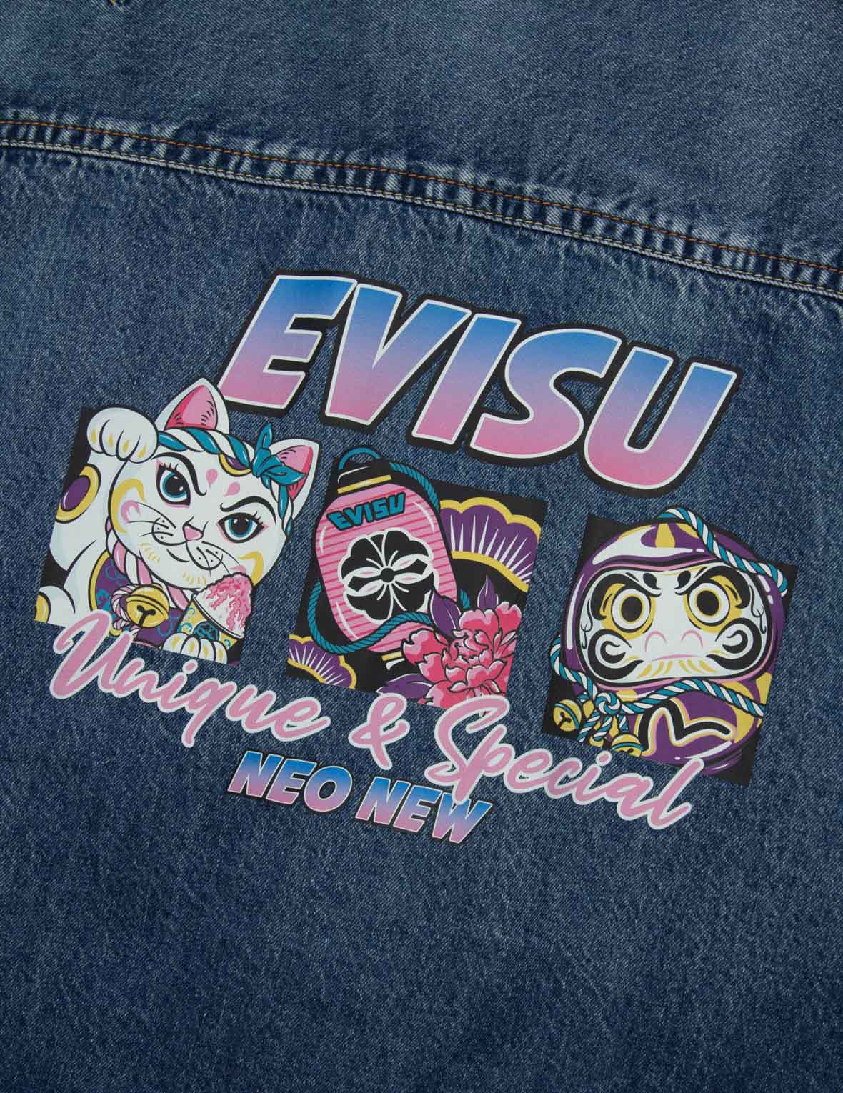 Logo Embossed Pocket and Multi-Print Boyfriend Denim Shirt