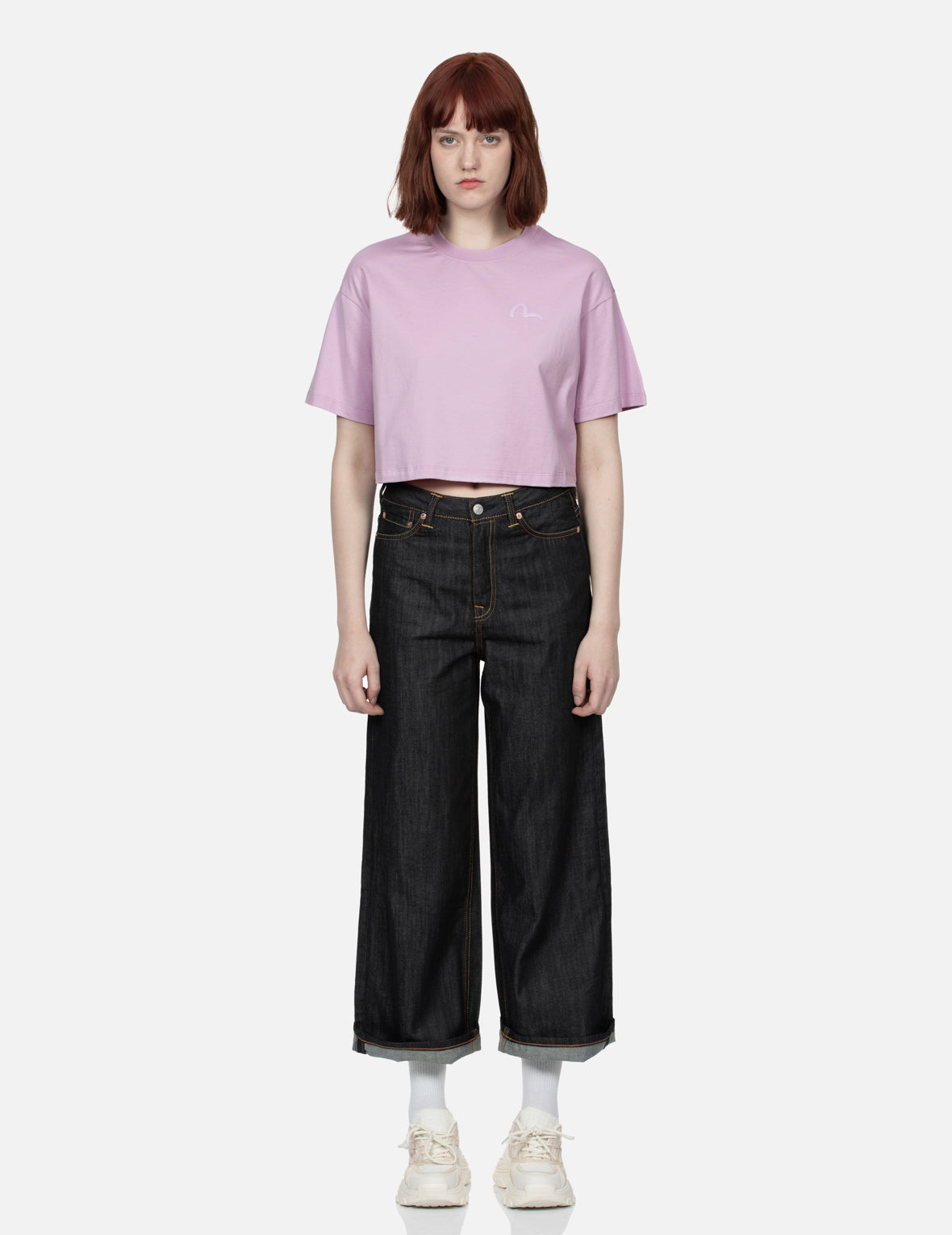 Kamon and Wisteria Print Cropped T-Shirt