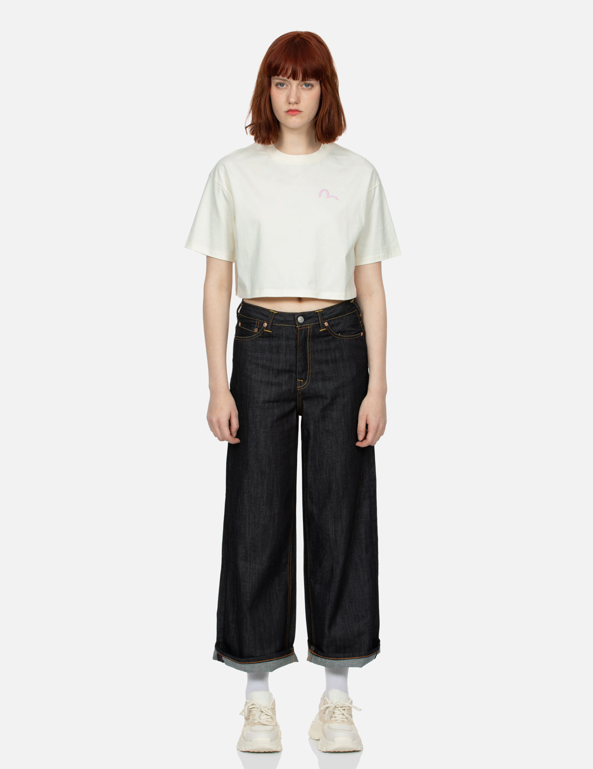 Kamon and Wisteria Print Cropped T-Shirt