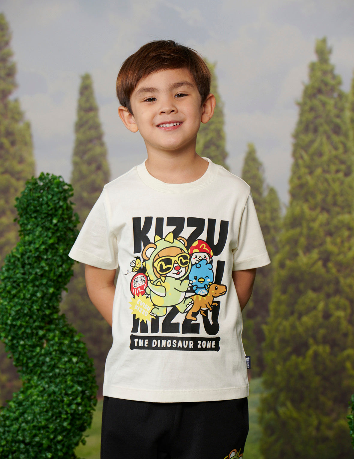 KIZZU Crews and Dinosaur Graphic Print Regular Fit T-Shirt