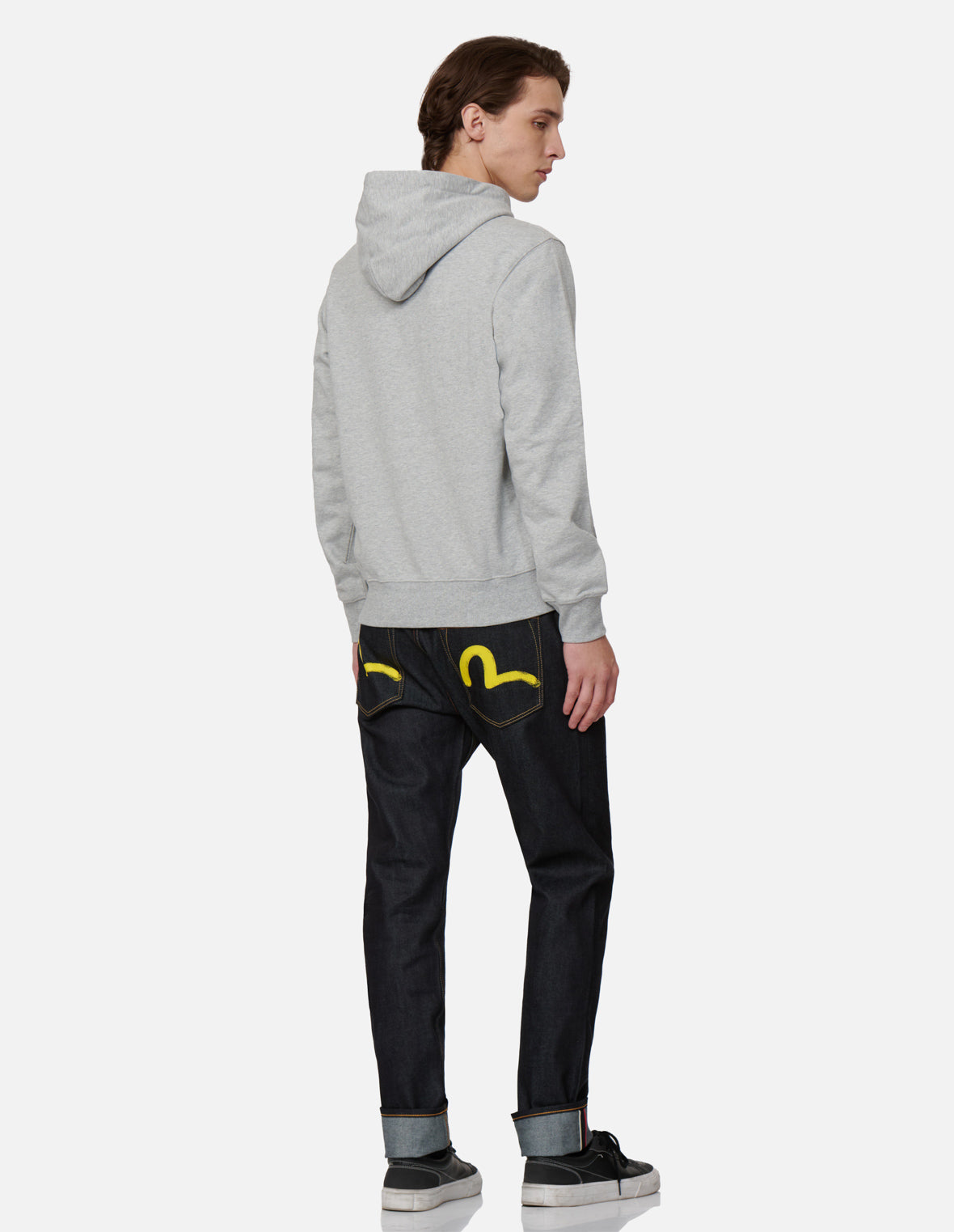 Yellow Seagull Print Taper-Fit Jeans #2017