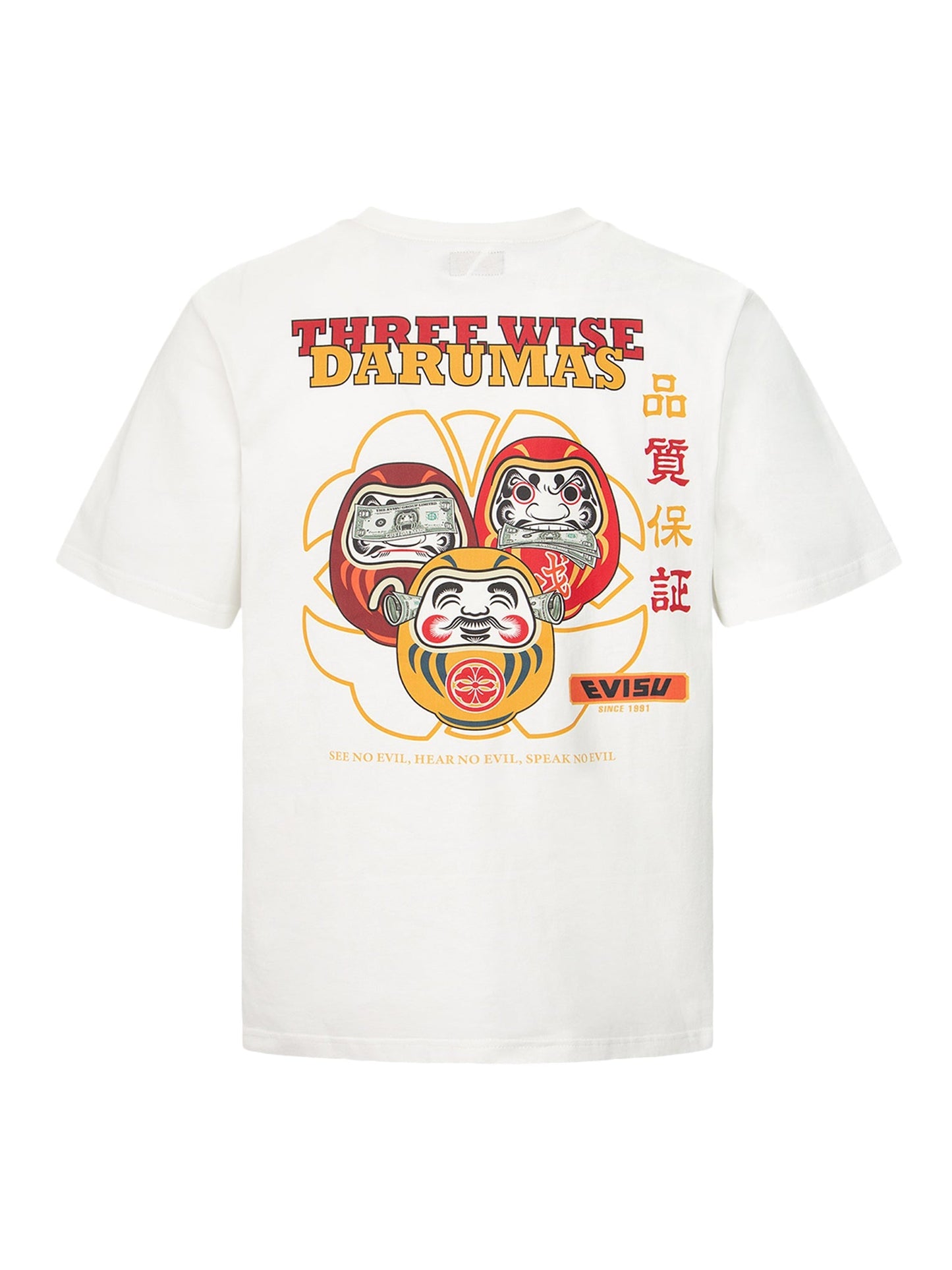 Three Wise Darumas Print T-shirt