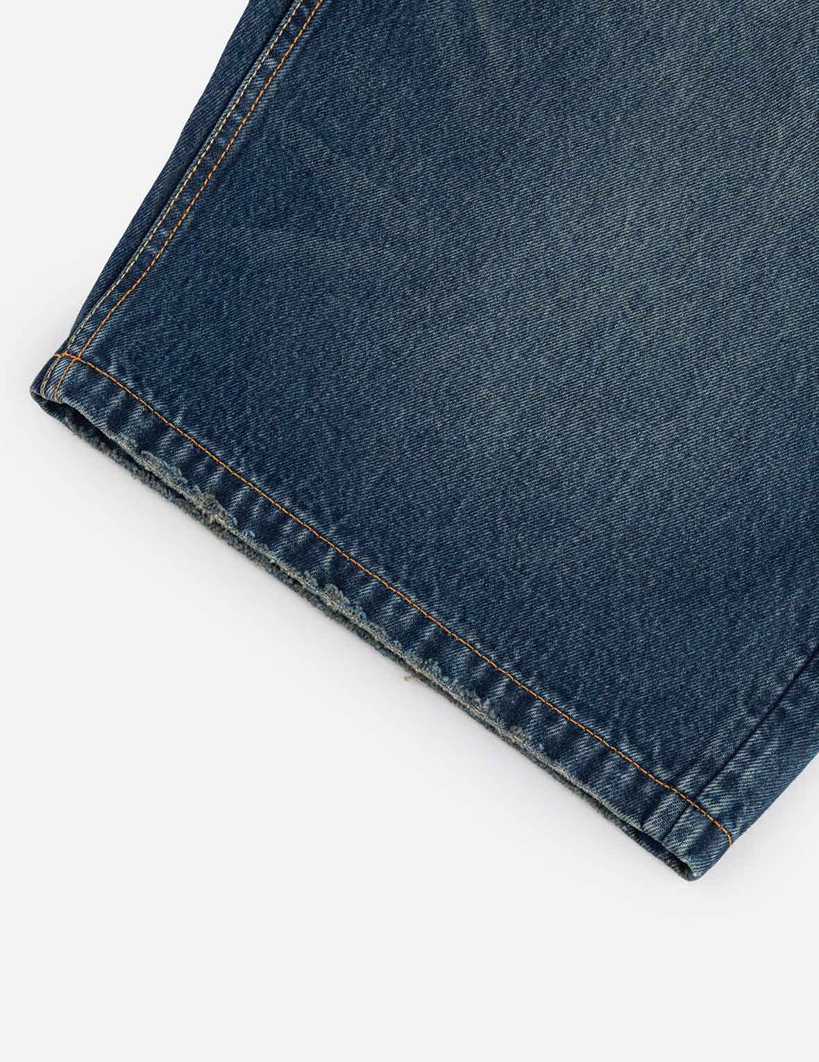 Seagull Embroidery Regular Fit Washed Denim Shorts