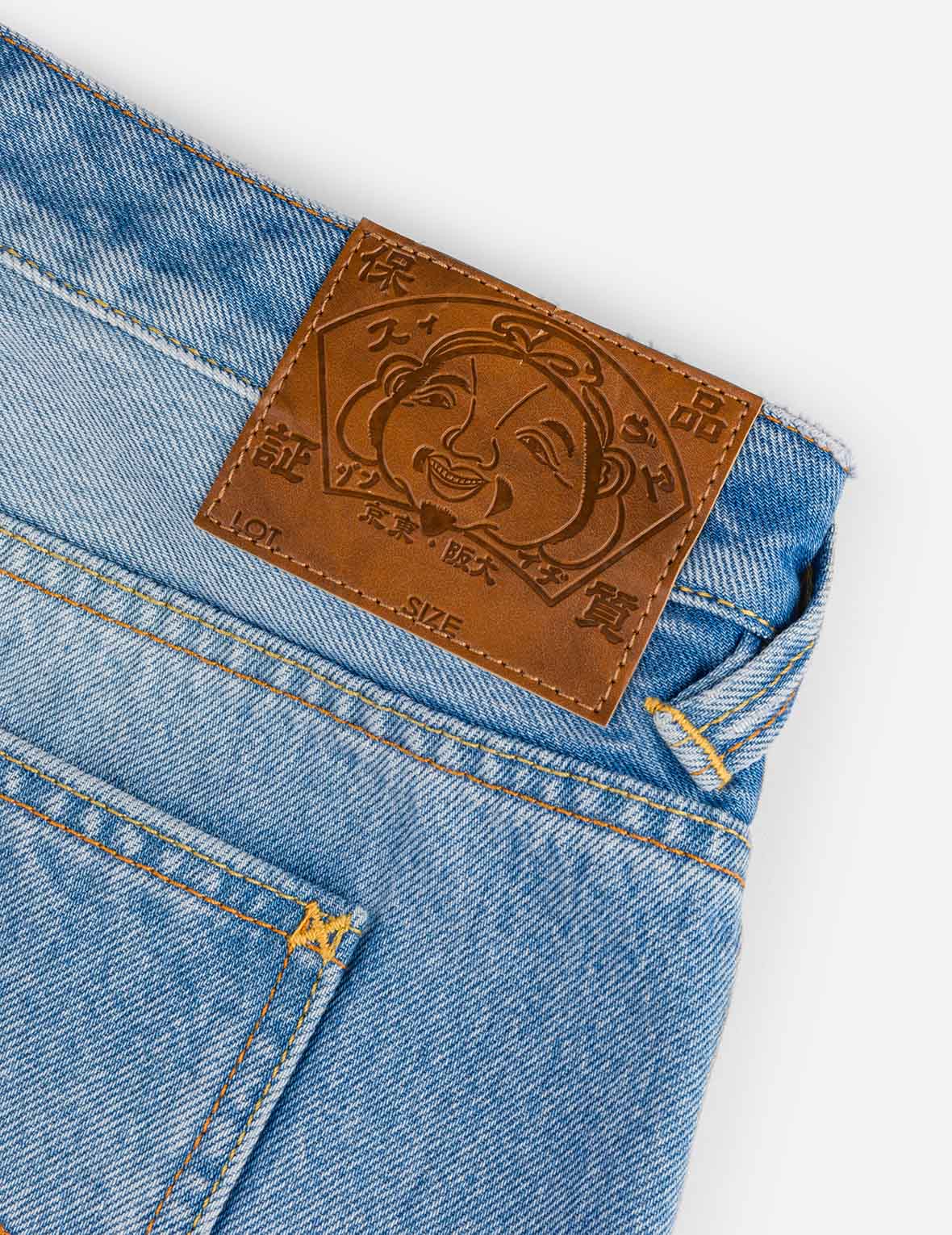 Seagull Embroidery Regular Fit Washed Denim Shorts
