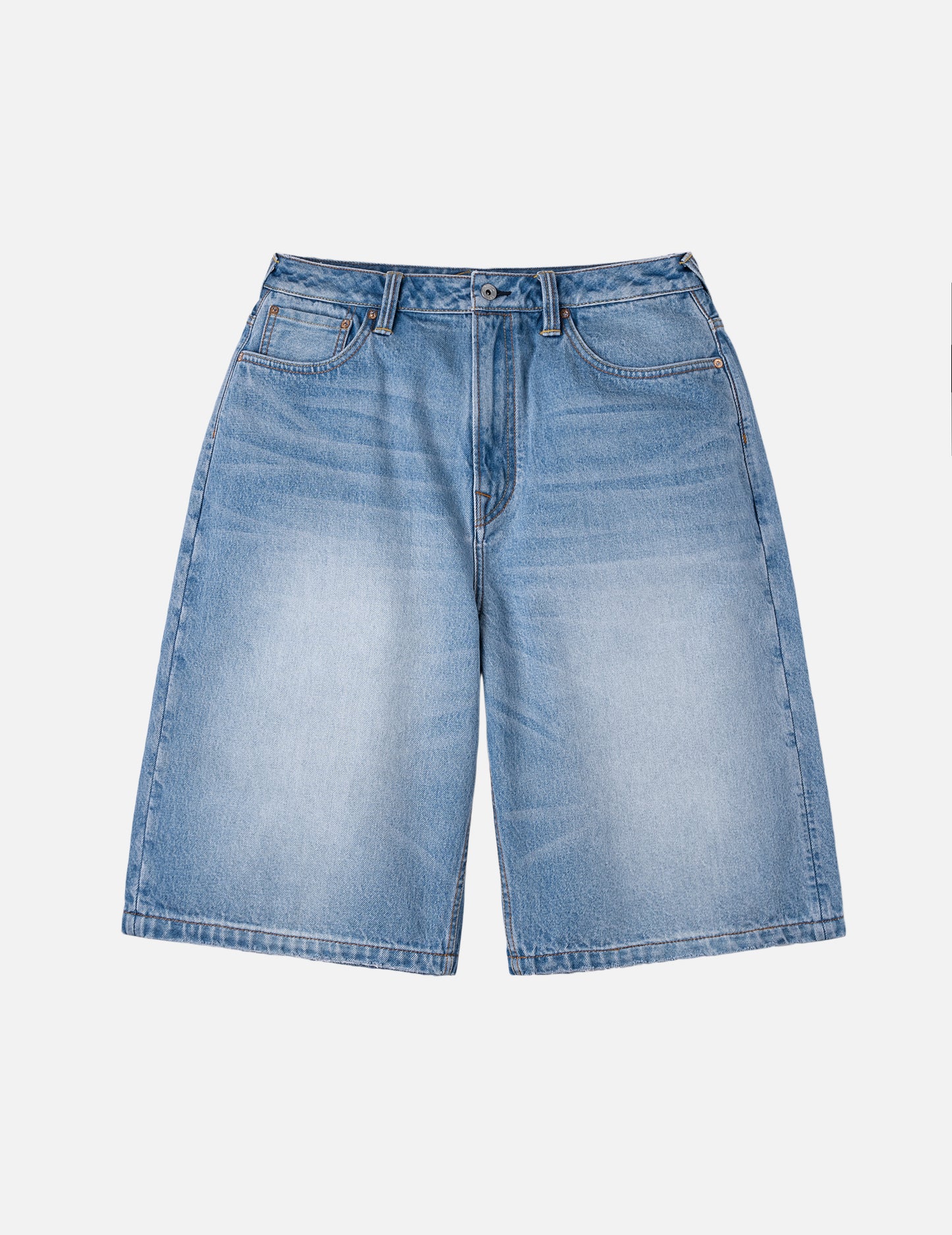 Seagull Embroidery Regular Fit Washed Denim Shorts