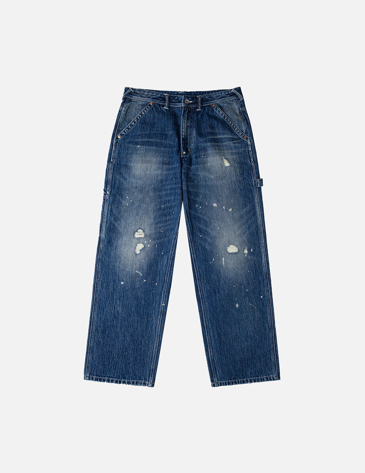 Washed and Distressed Daicock Print Relax Fit Jeans – EVISU