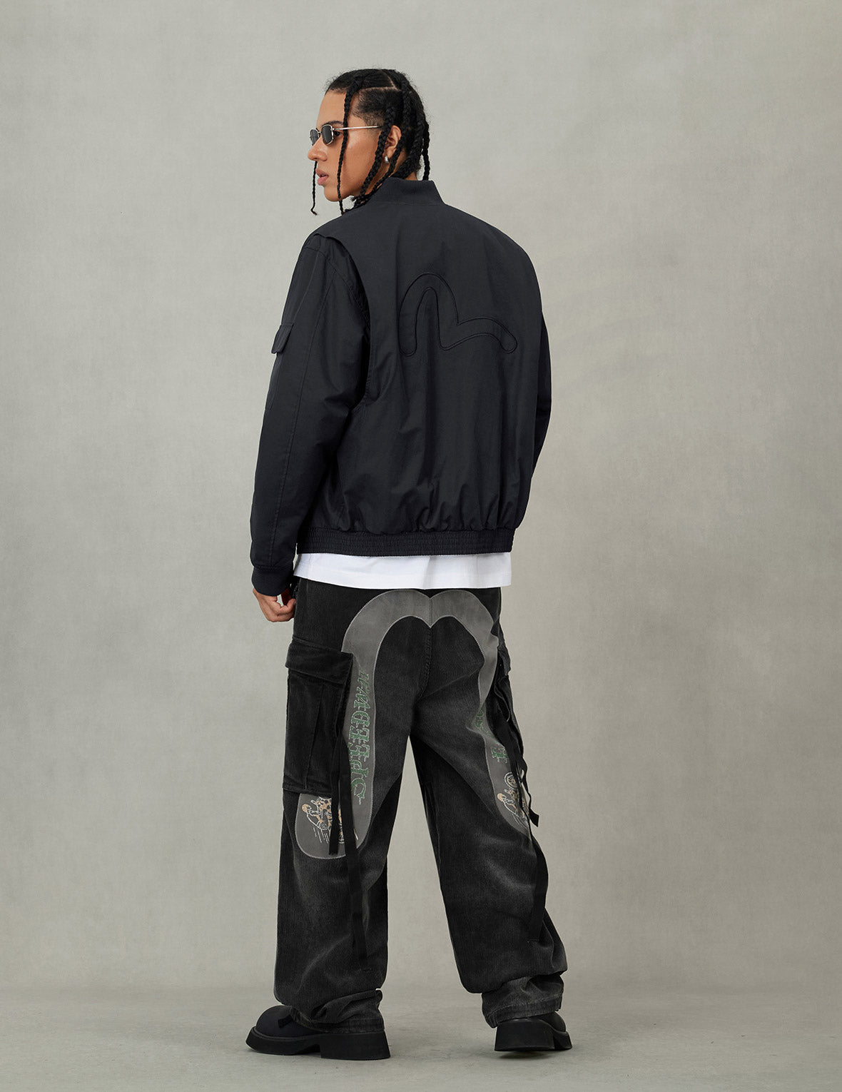 Multi Logo Badges Embroidery Regular Fit Padded Bomber Jacket