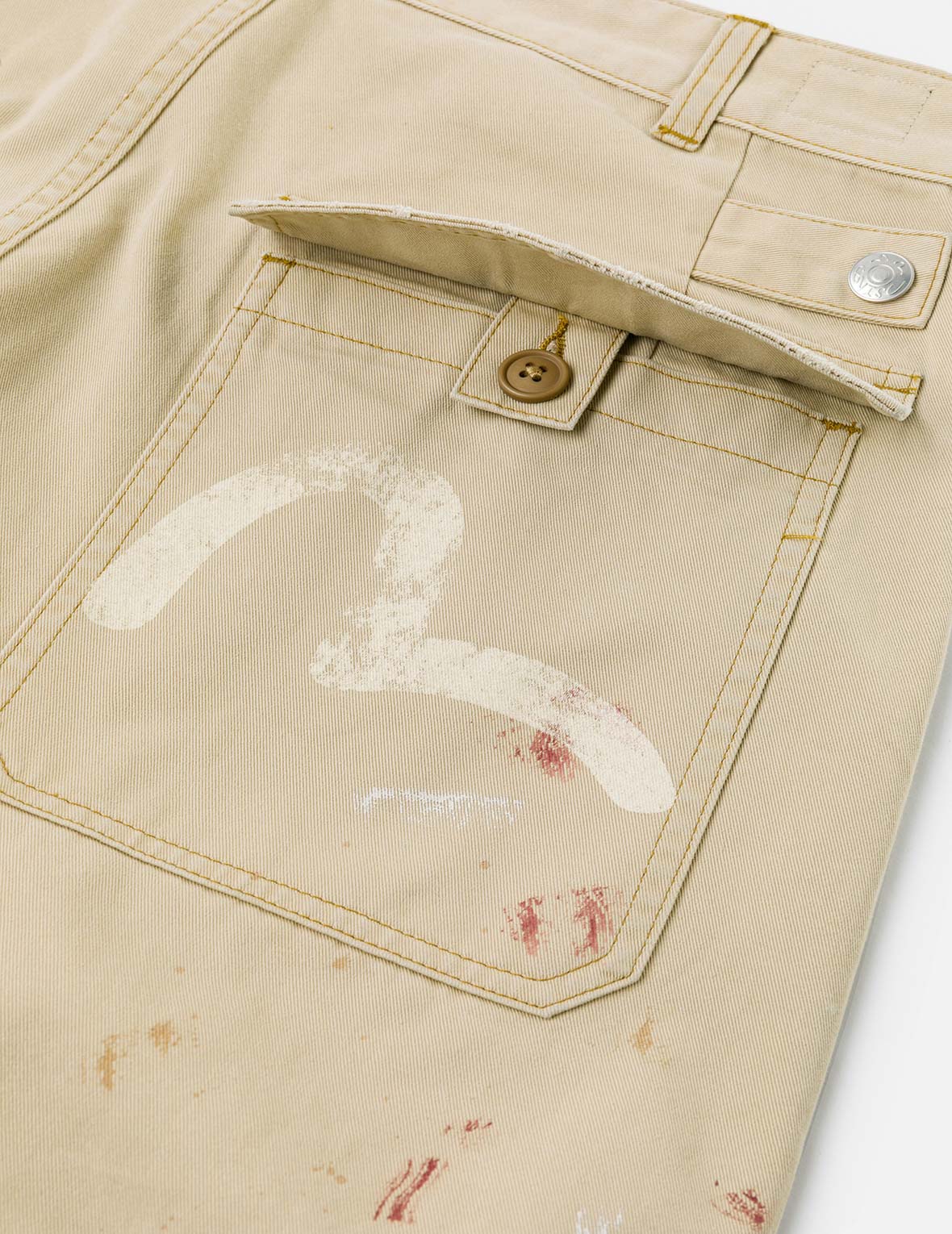 Hand-Painted Seagull and Splash-ink Print Relax Fit Flight Pants