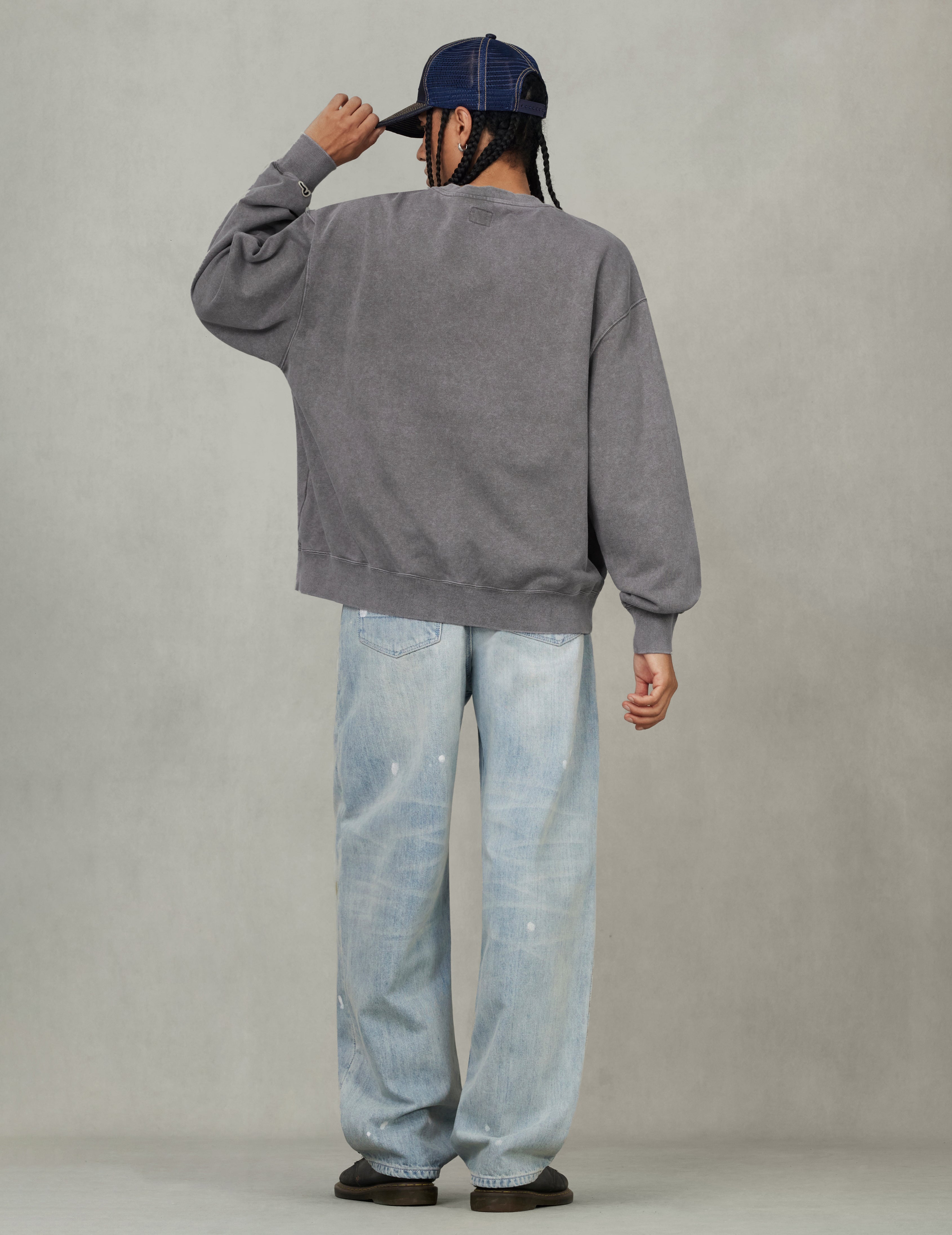 UFO Print and Seagull Appliqué Relax Fit Hoodie