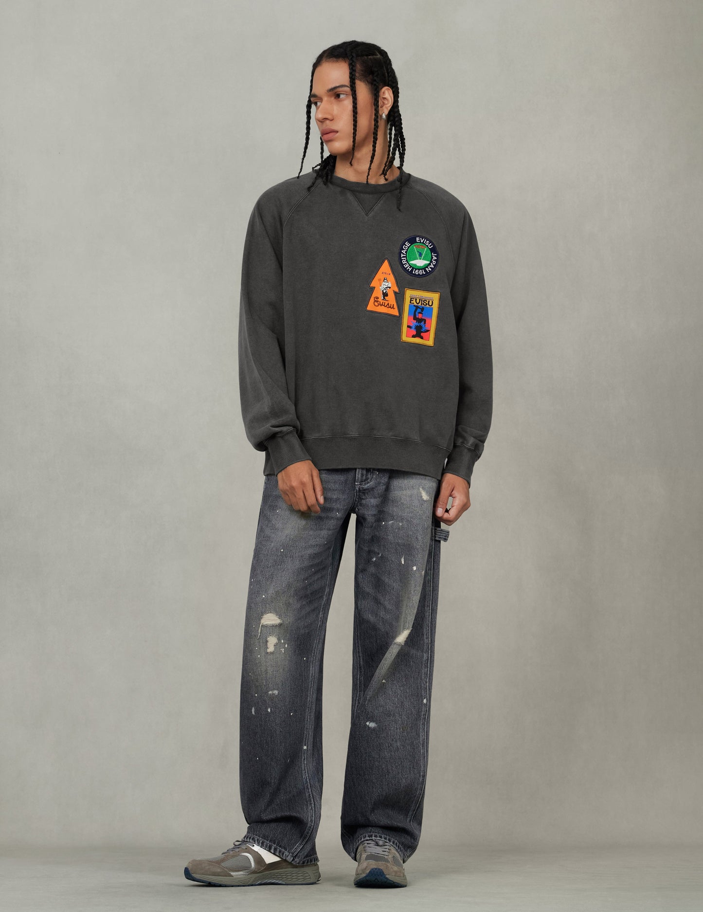 American "Ebisu" Patch and Seagull Embroidery Relax Fit Sweatshirt