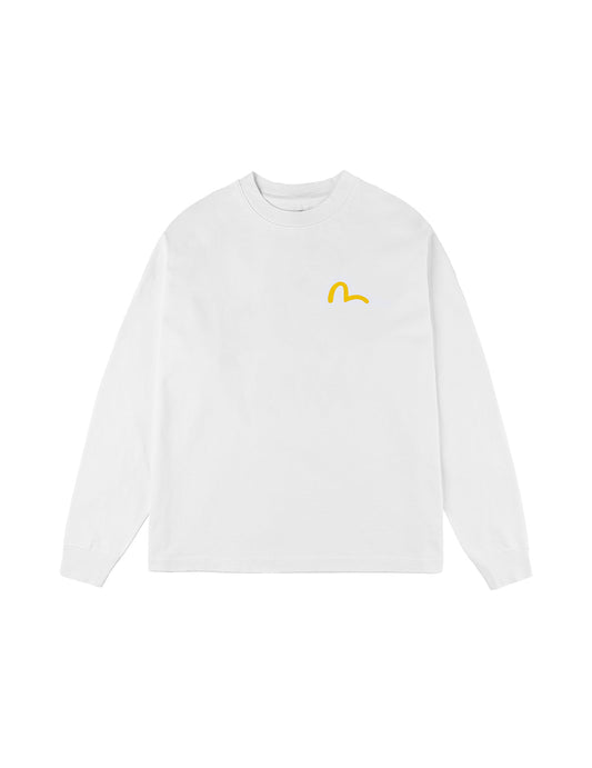 Seagull and Rubber Legs Print Relax Fit Long-sleeve T-shirt