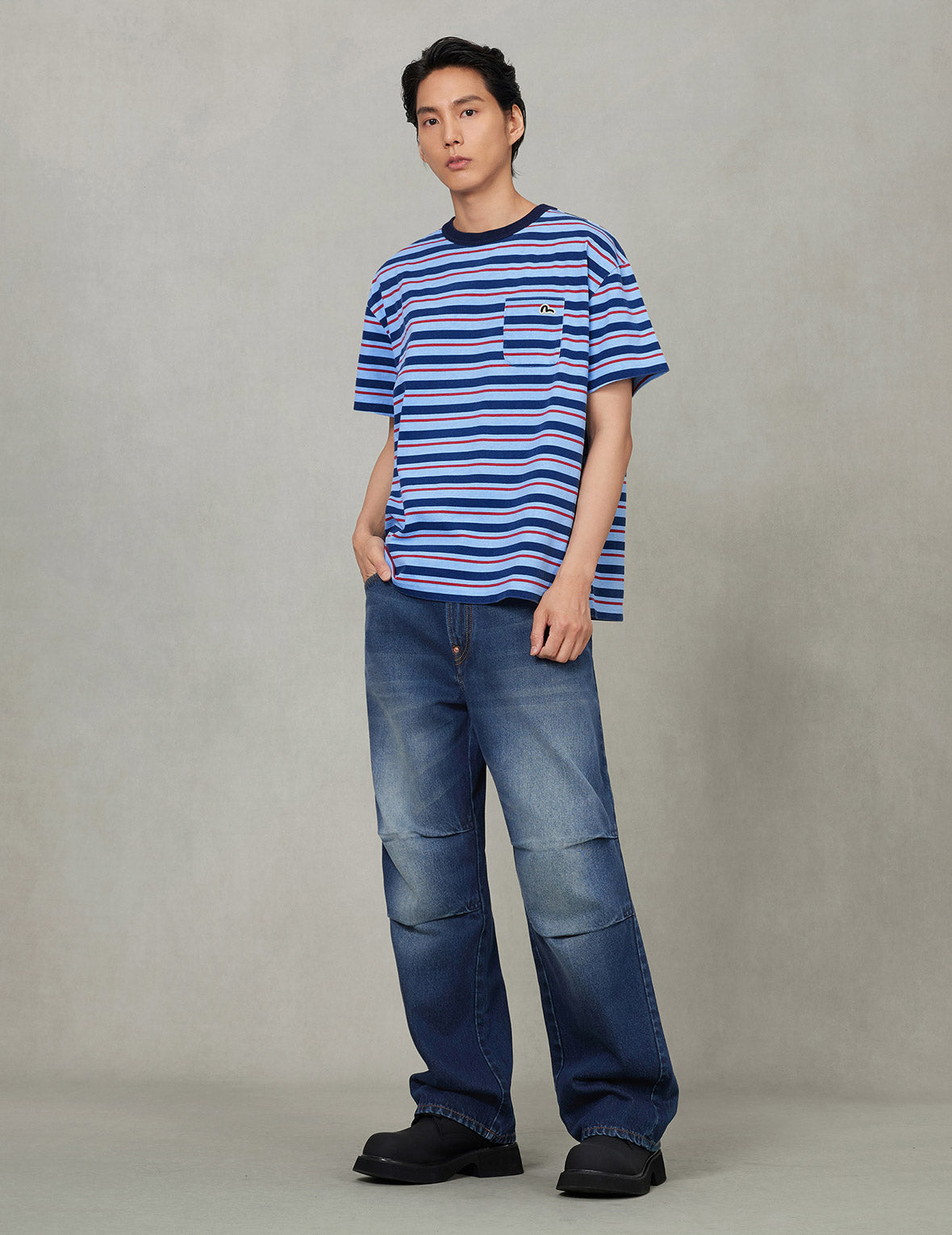 Seagull Appliqué Relax Fit Stripe T-Shirt