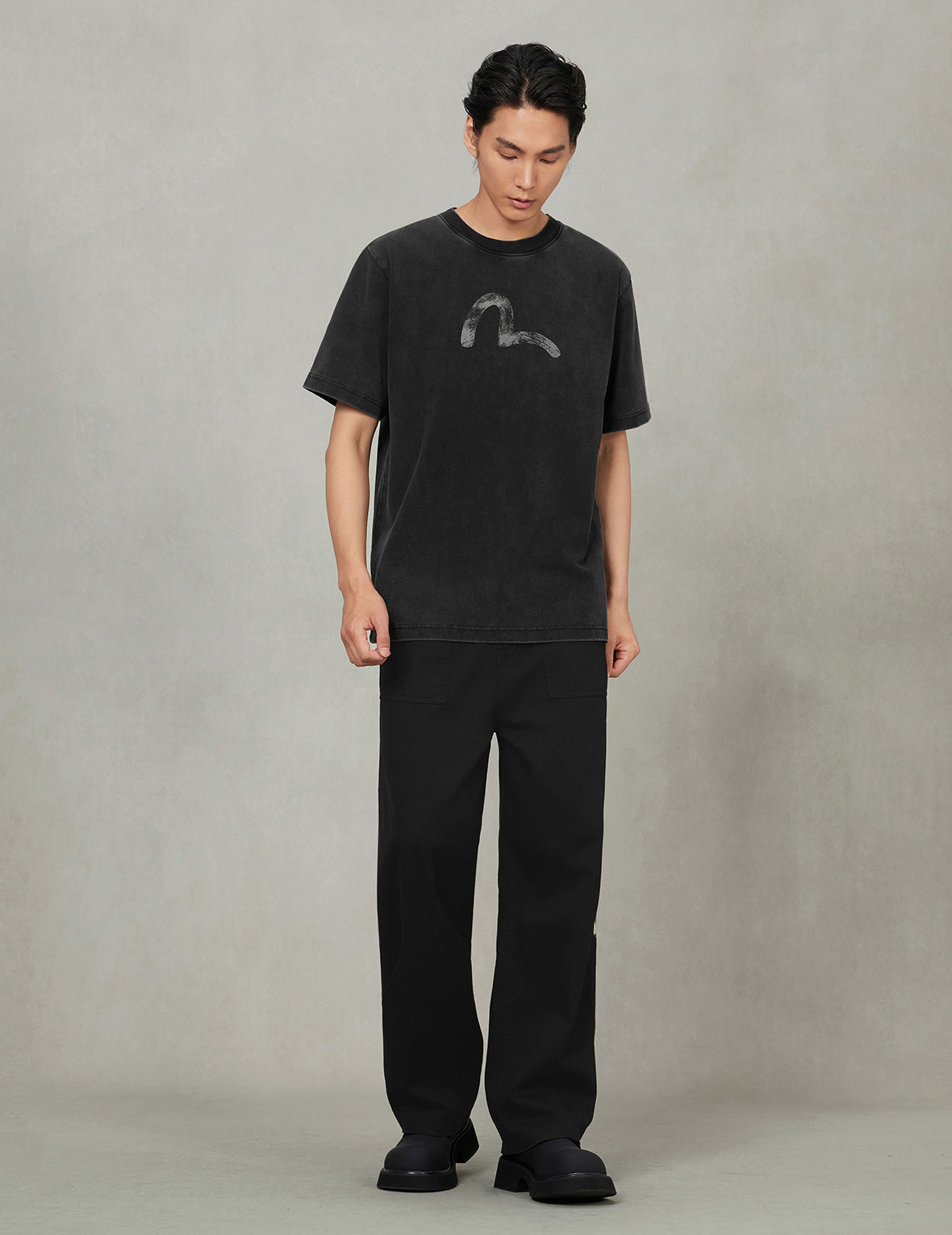 Hand-Drawn Seagull Print Relax Fit T-Shirt